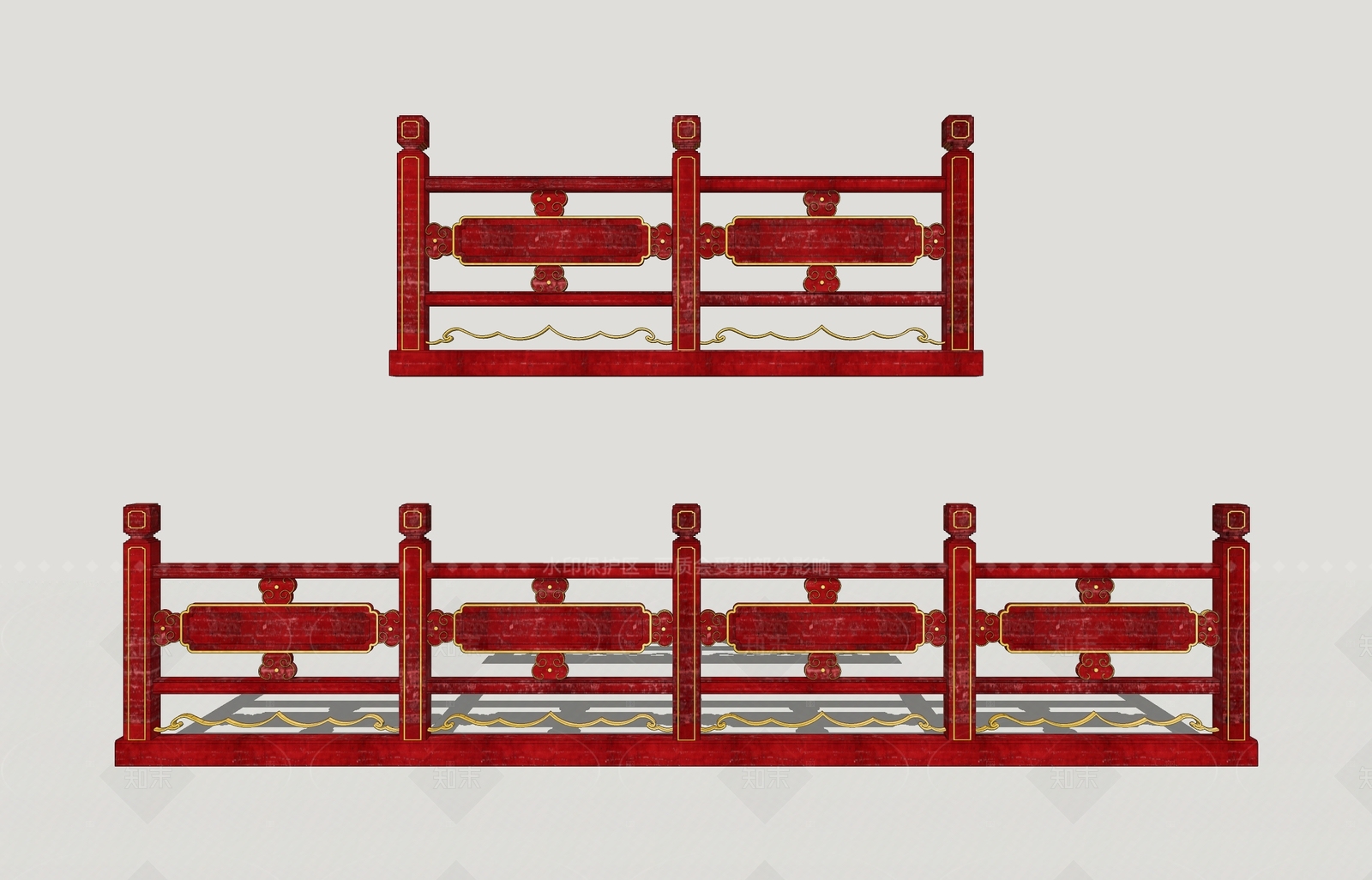 新中式栏杆扶手SU模型下载【ID:1209267034】