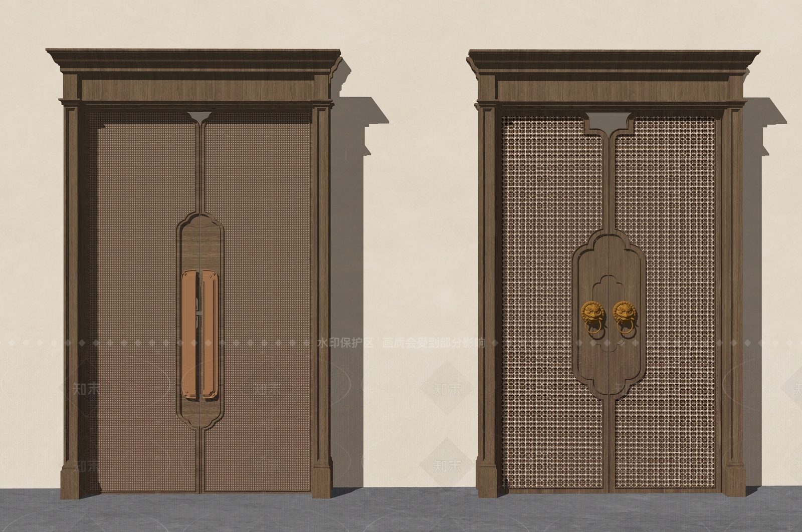 新中式中式双开门SU模型下载【ID:1209268163】