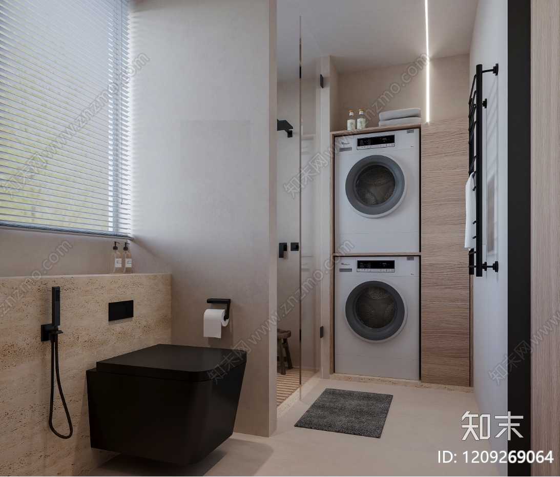中古侘寂卫生间cad施工图下载【ID:1209269064】