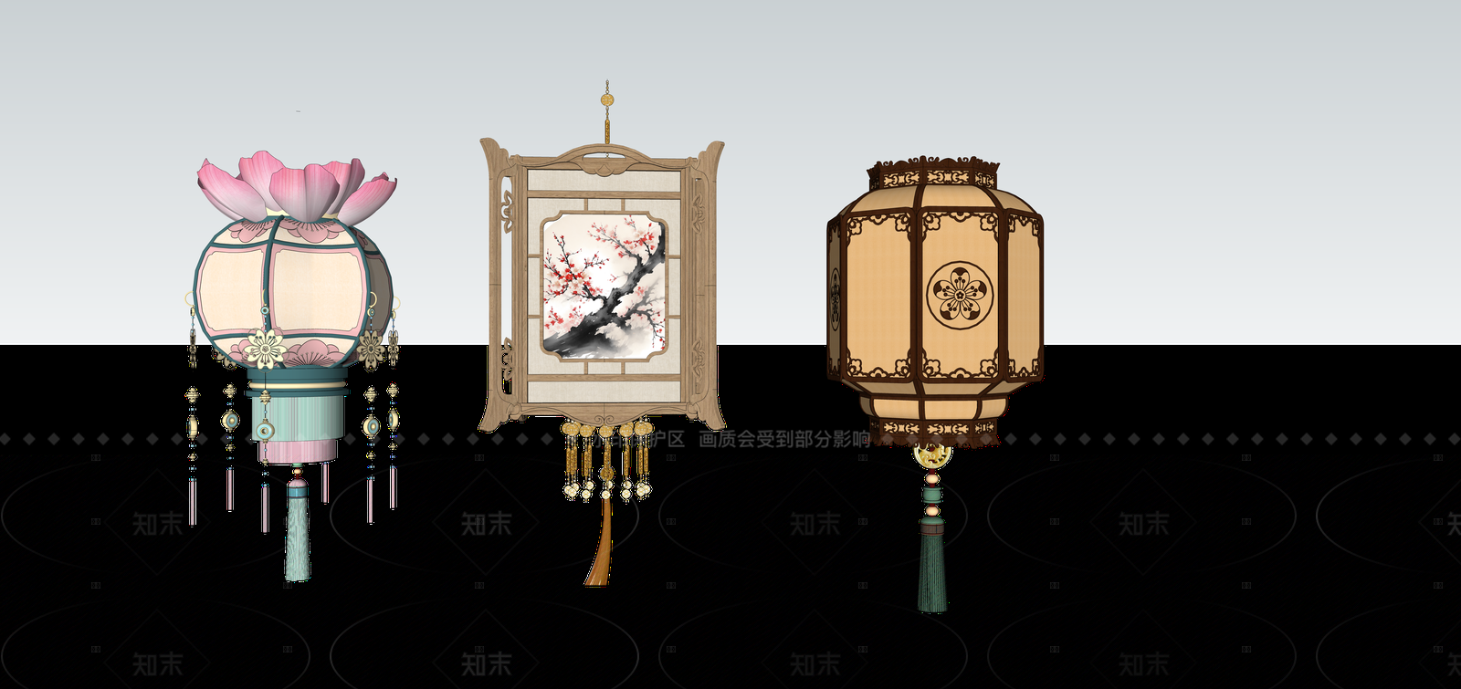 新中式现代灯笼SU模型下载【ID:1209271334】