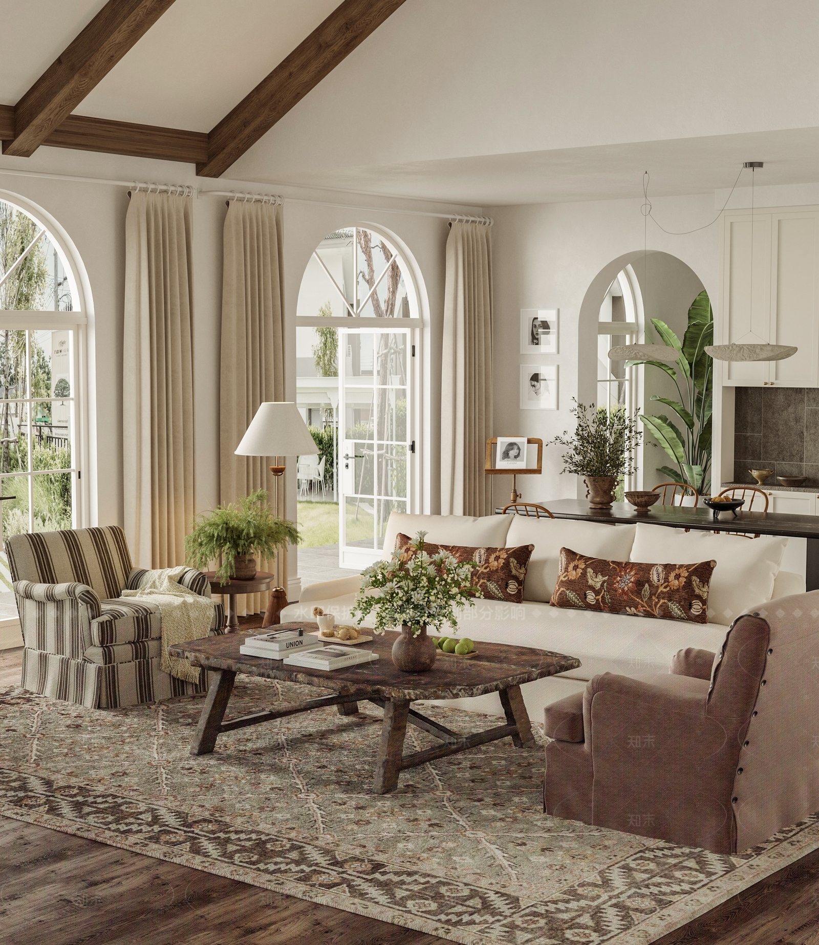 中古风别墅客餐厅3D模型下载【ID:1209272421】