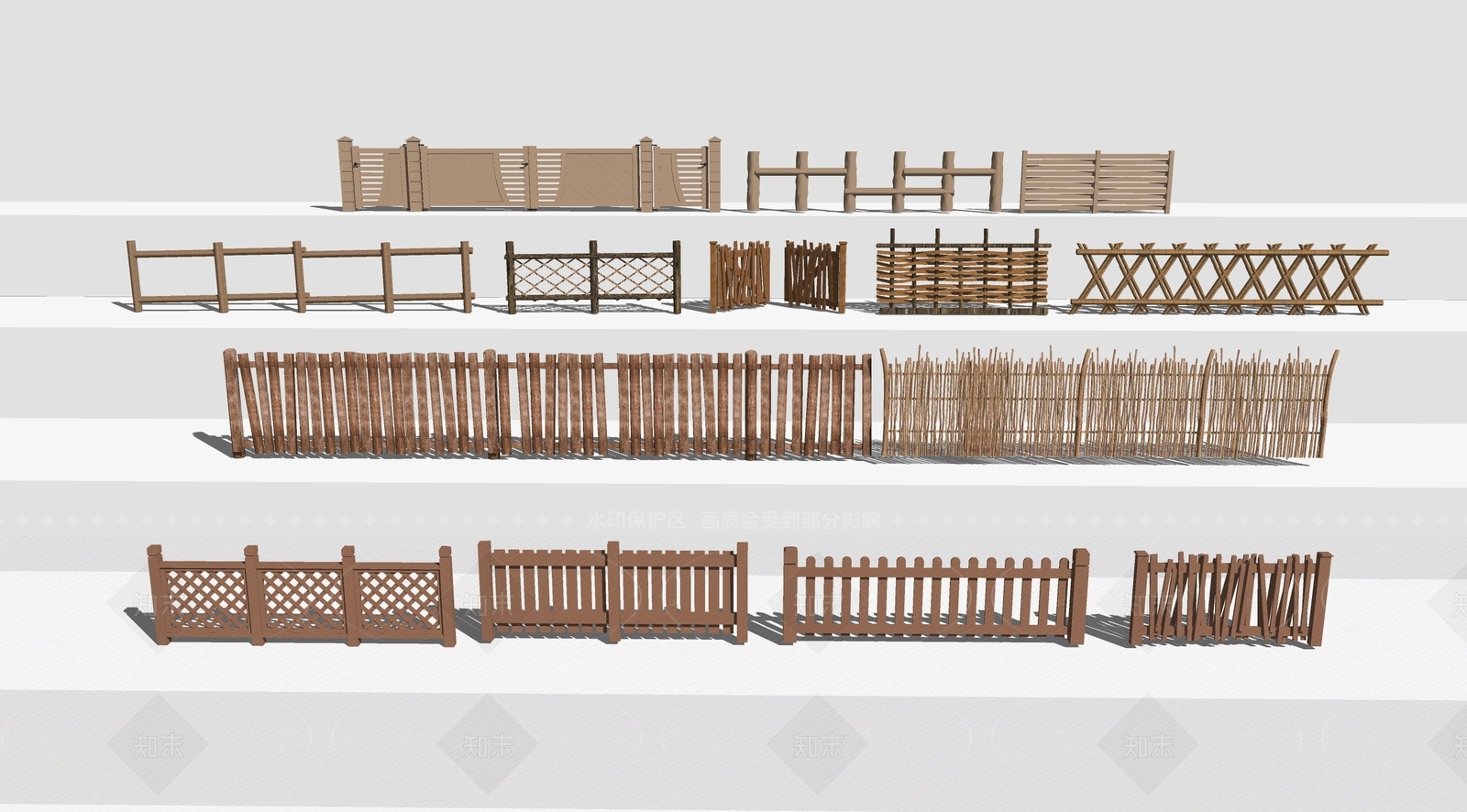 现代新中式栏杆扶手SU模型下载【ID:1209272663】
