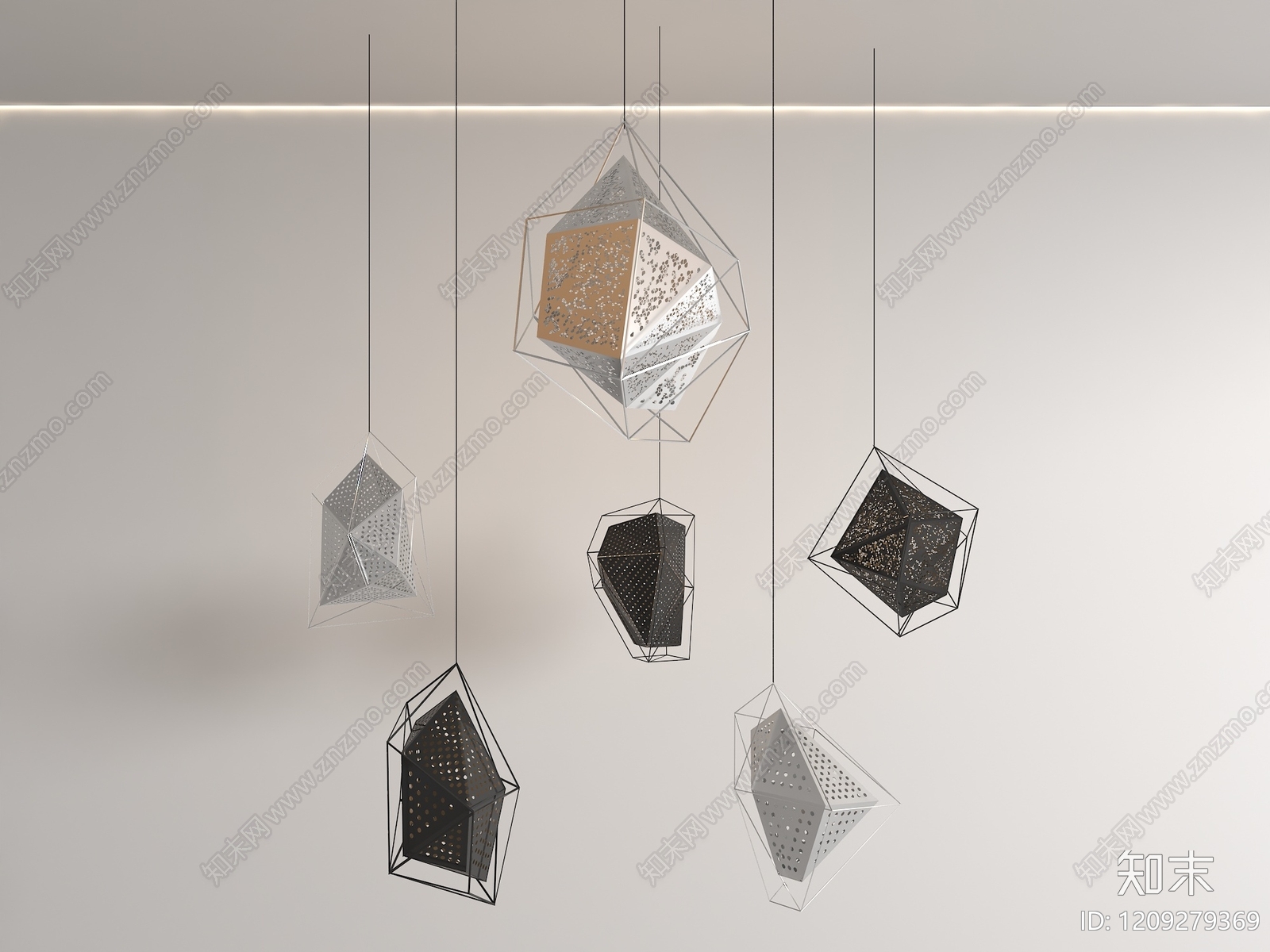 极简主义灯具组合3D模型下载【ID:1209279369】