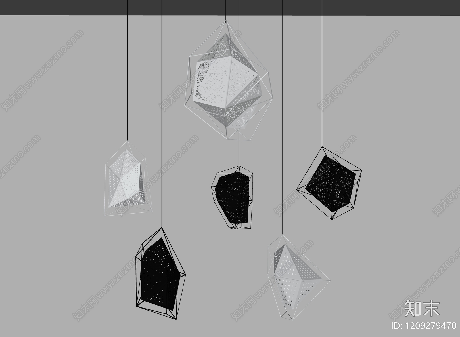 现代吊灯SU模型下载【ID:1209279470】