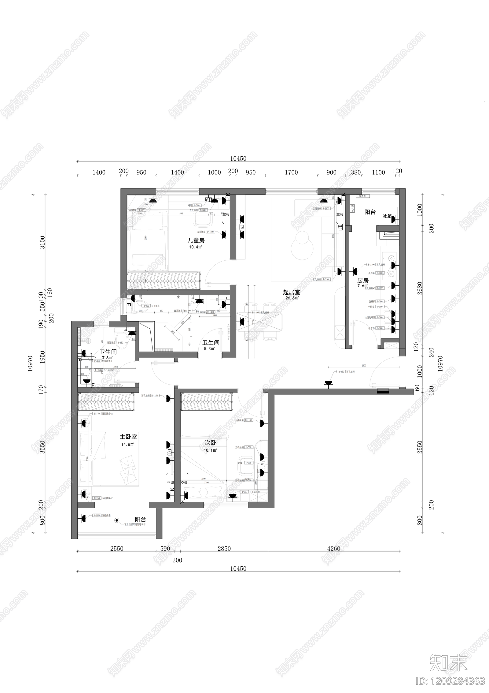 全屋定制cad施工图下载【ID:1209284363】