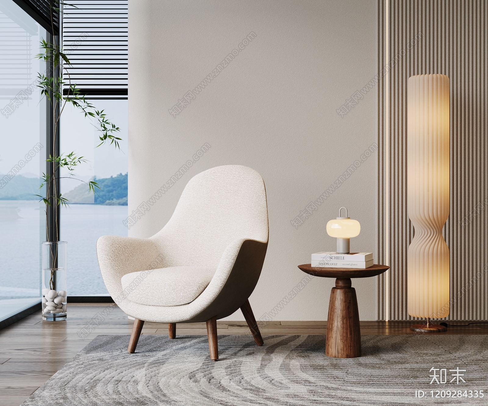 奶油风单人沙发3D模型下载【ID:1209284335】