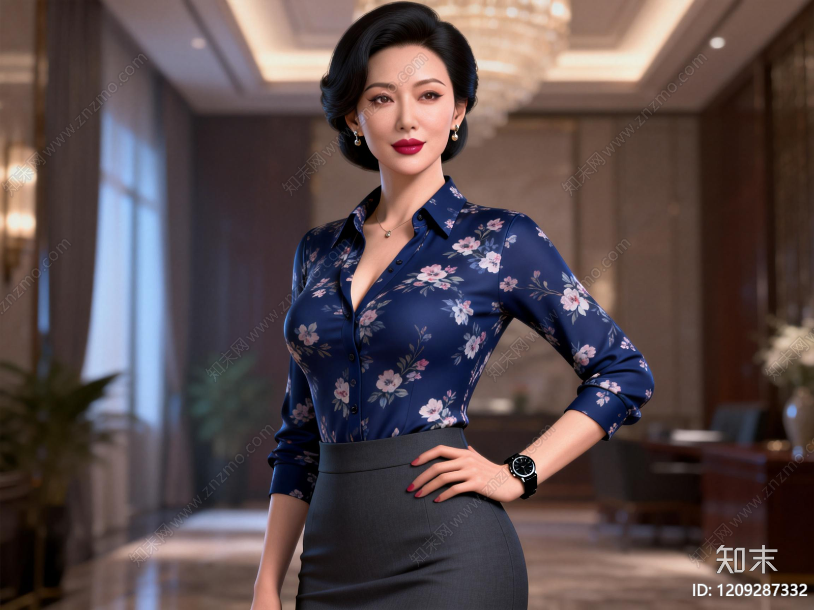 新中式女人3D模型下载【ID:1209287332】