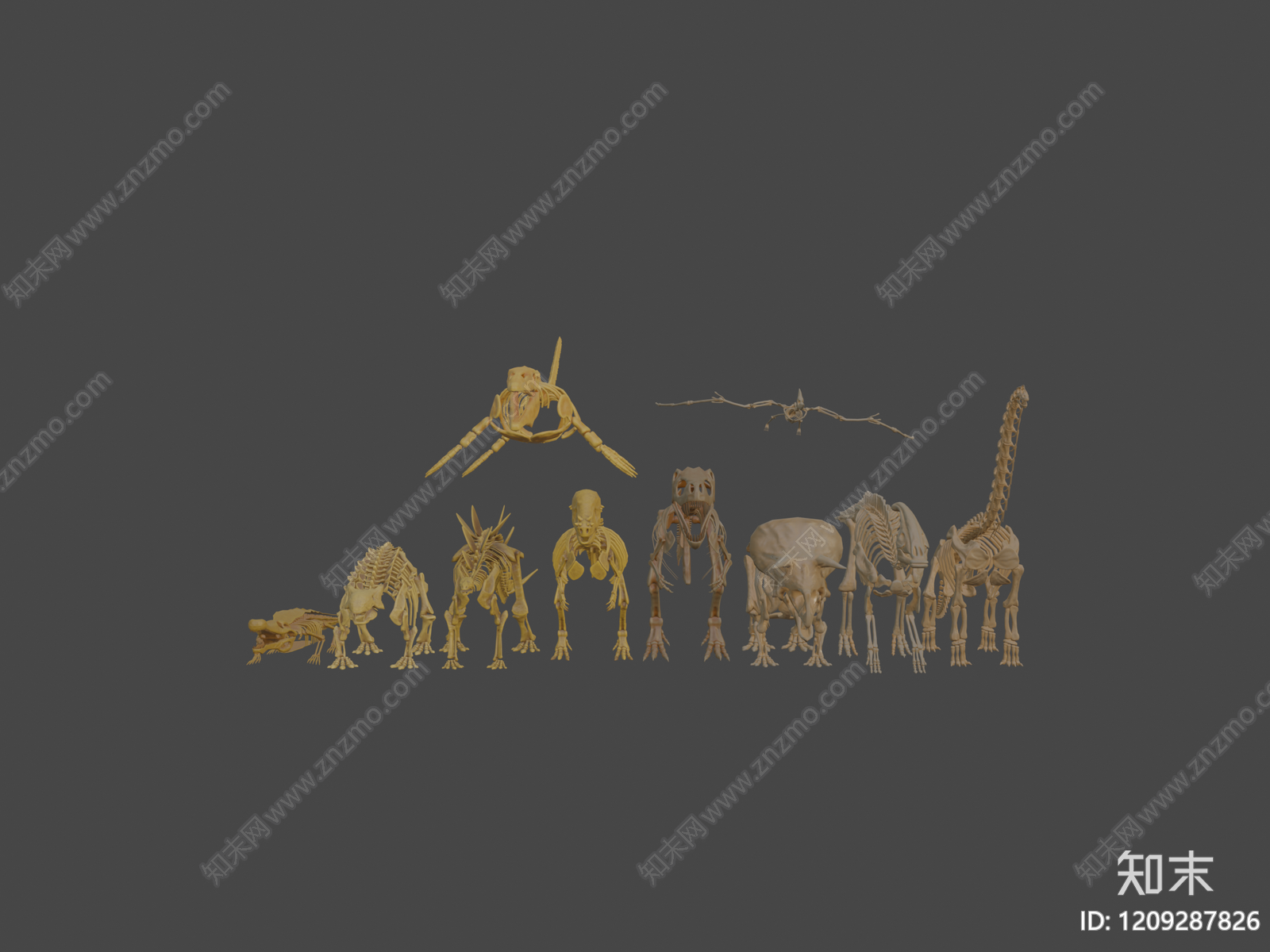 骨骼艺术风摆件组合3D模型下载【ID:1209287826】