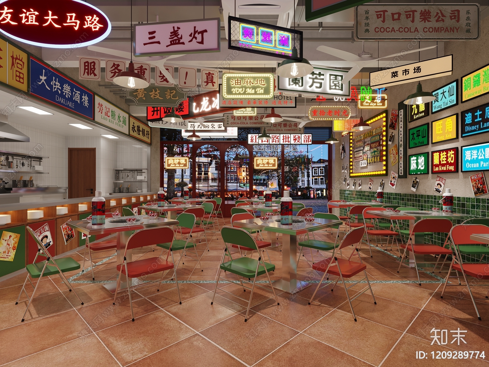 复古港风火锅店3D模型下载【ID:1209289774】