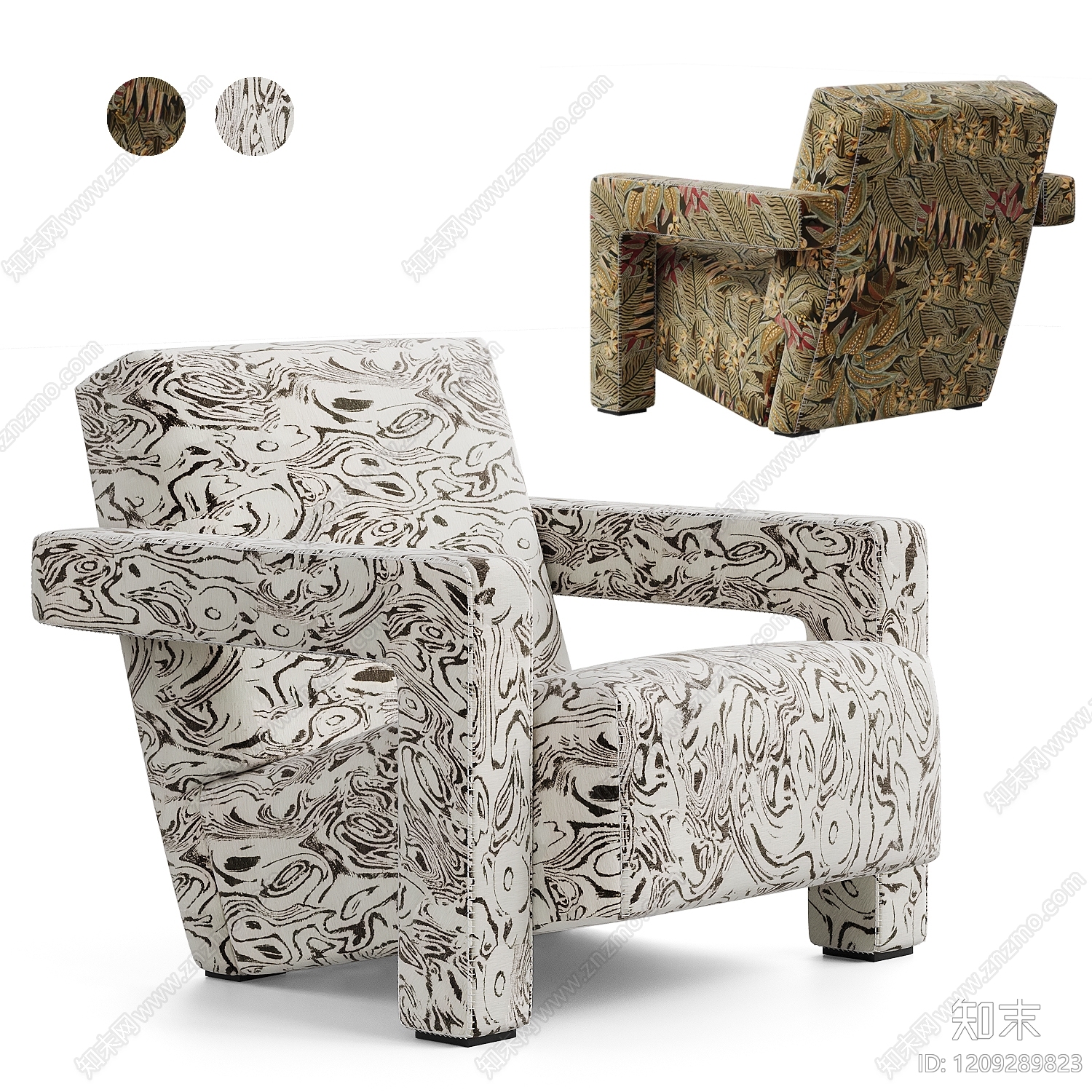 复古单人沙发3D模型下载【ID:1209289823】