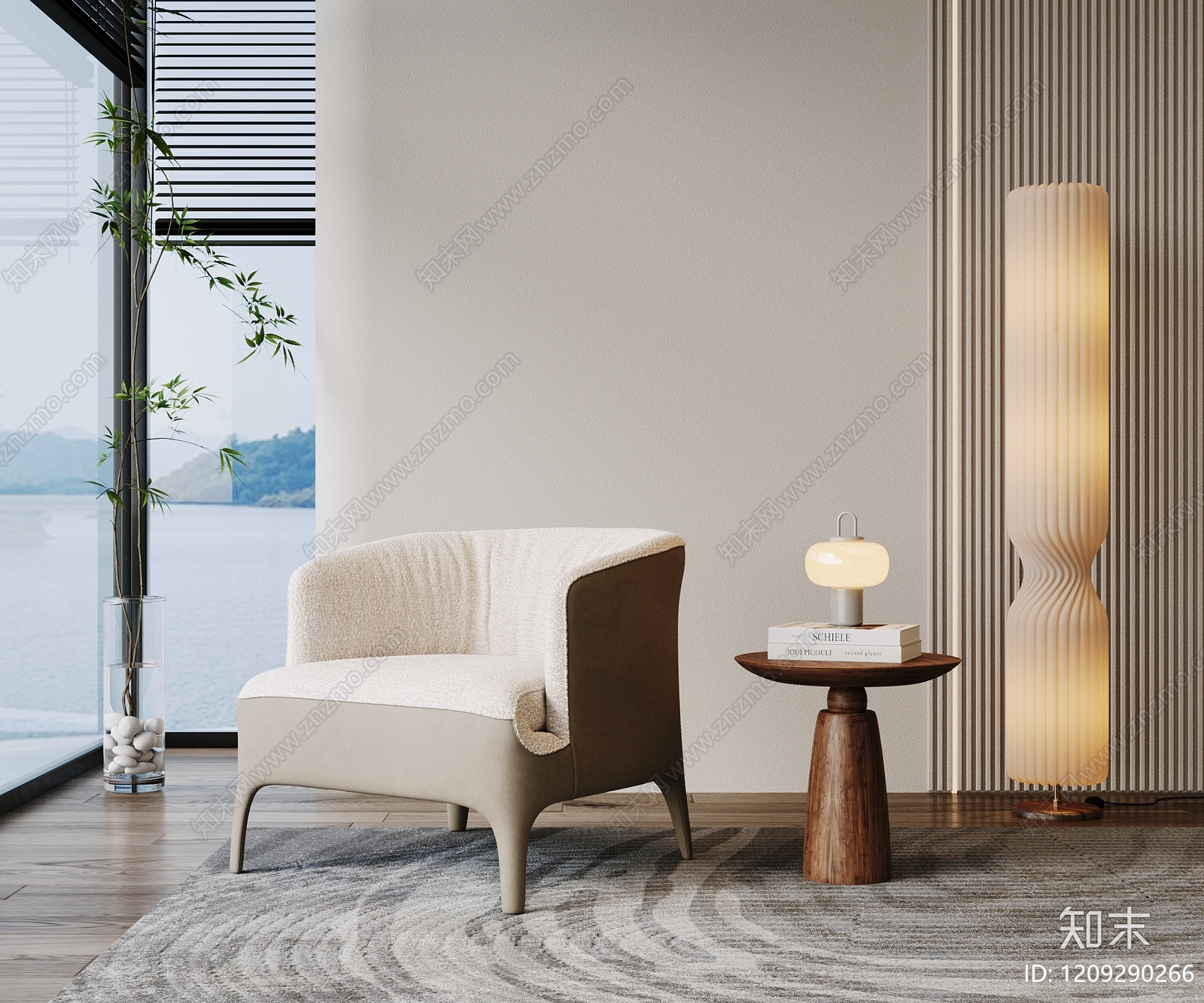 奶油风单人沙发3D模型下载【ID:1209290266】