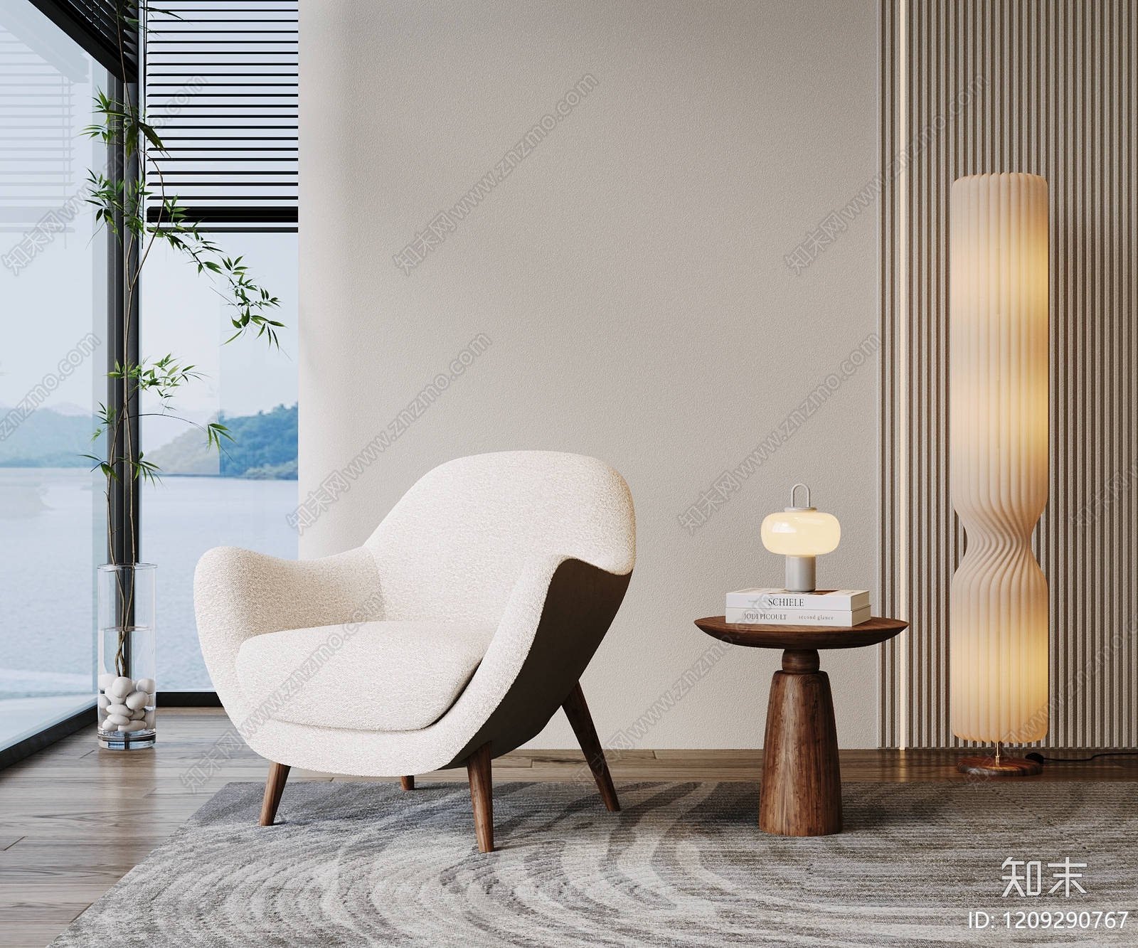 奶油风单人沙发3D模型下载【ID:1209290767】