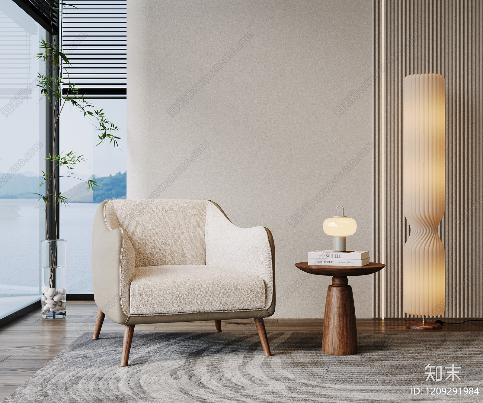 奶油风单人沙发3D模型下载【ID:1209291984】