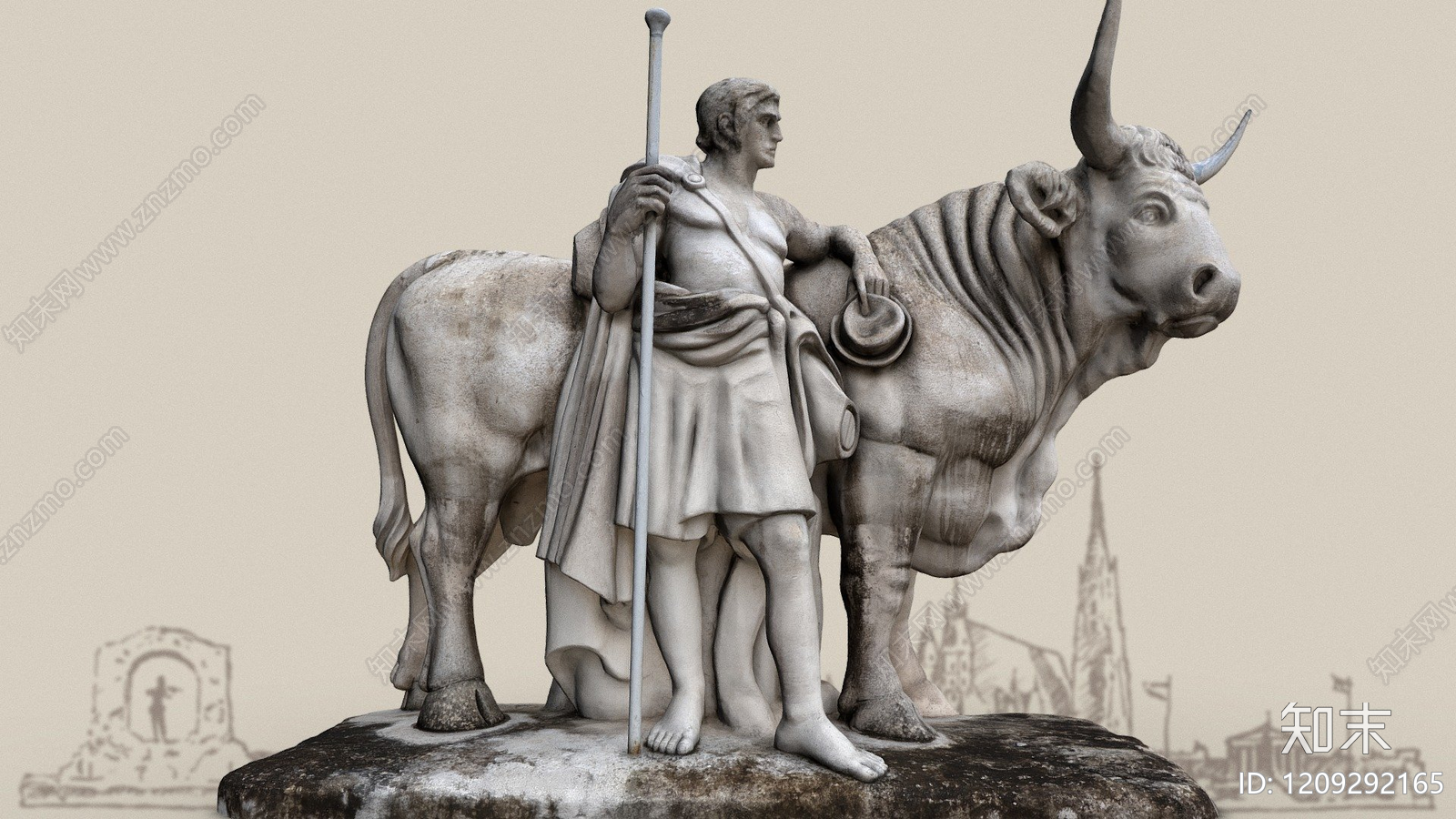 新古典主义雕塑风格其他动物3D模型下载【ID:1209292165】