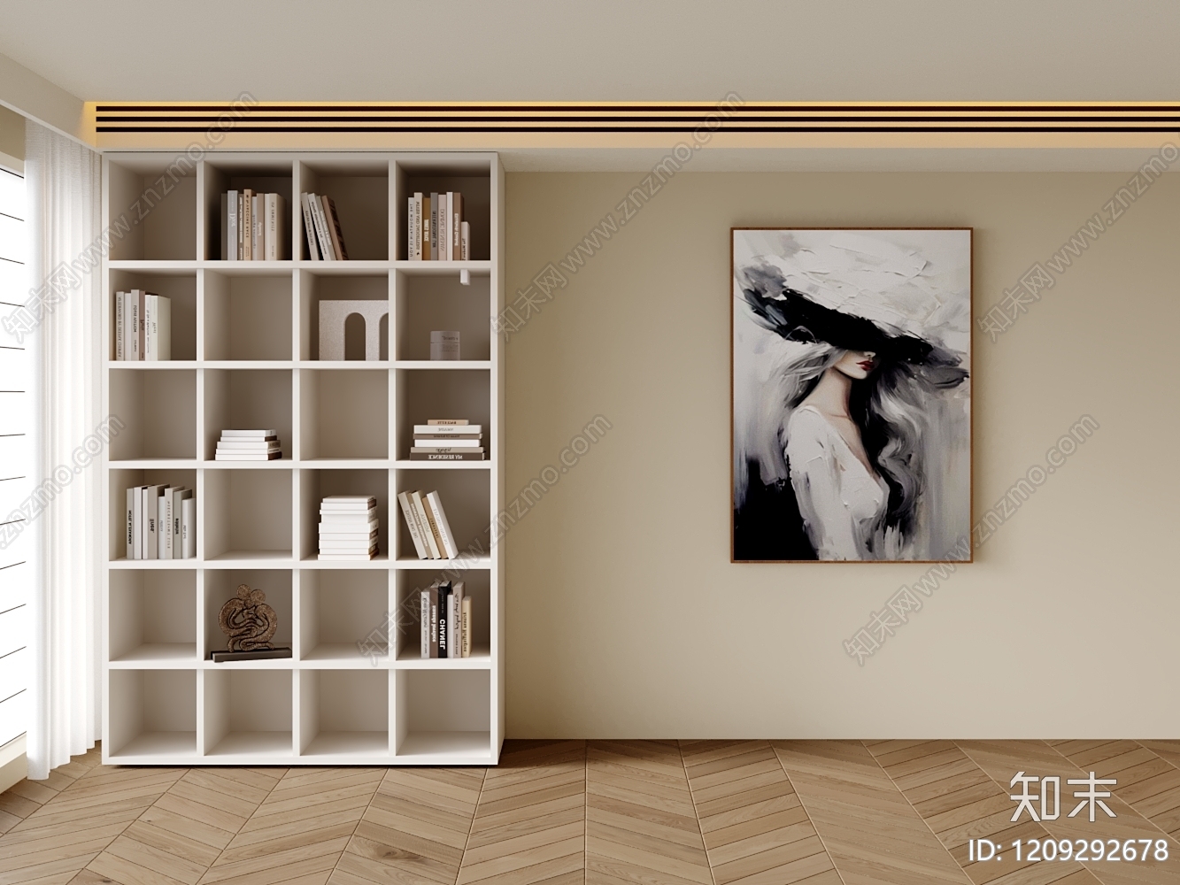 奶油风沙发背景墙3D模型下载【ID:1209292678】