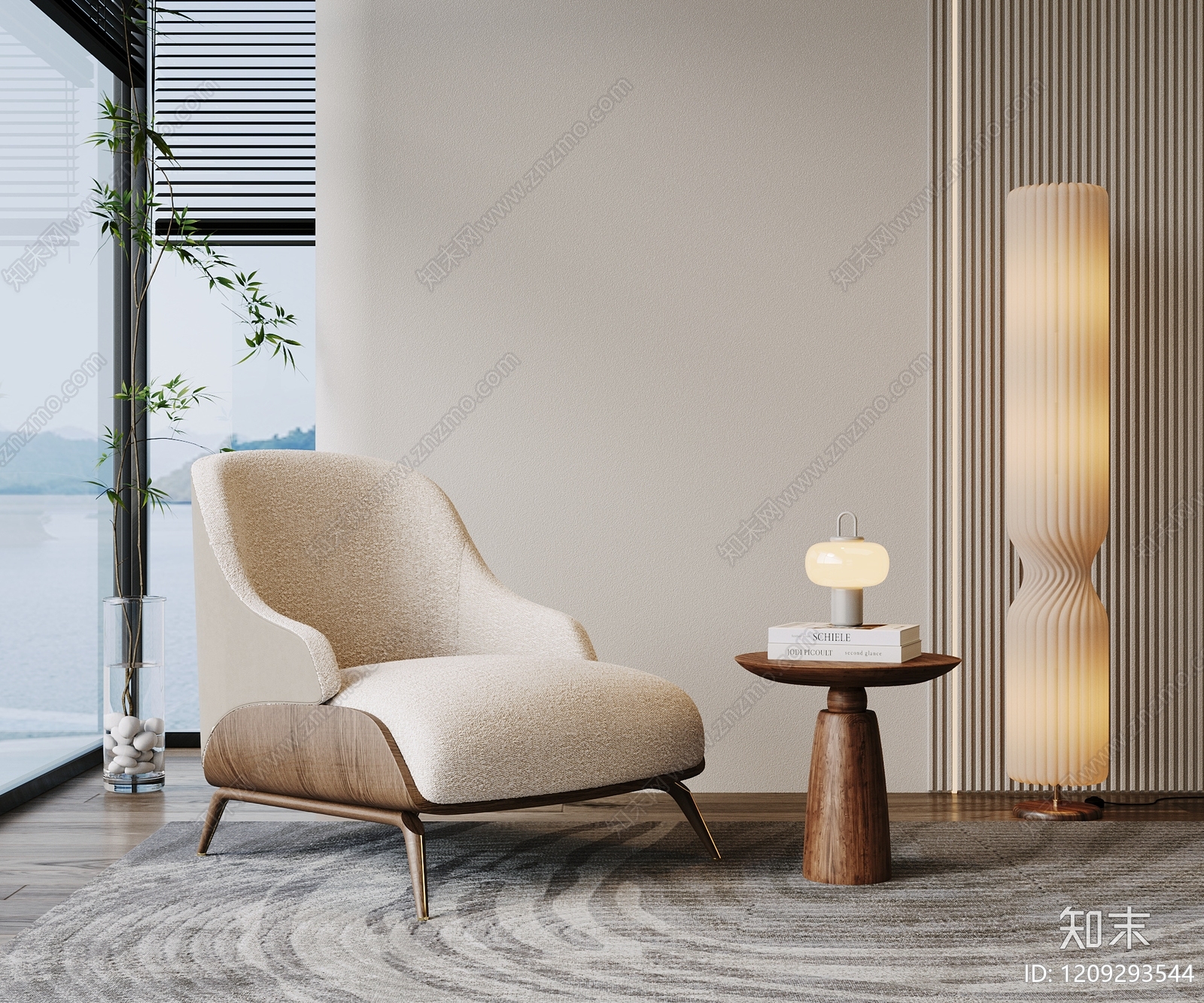 奶油风单人沙发3D模型下载【ID:1209293544】