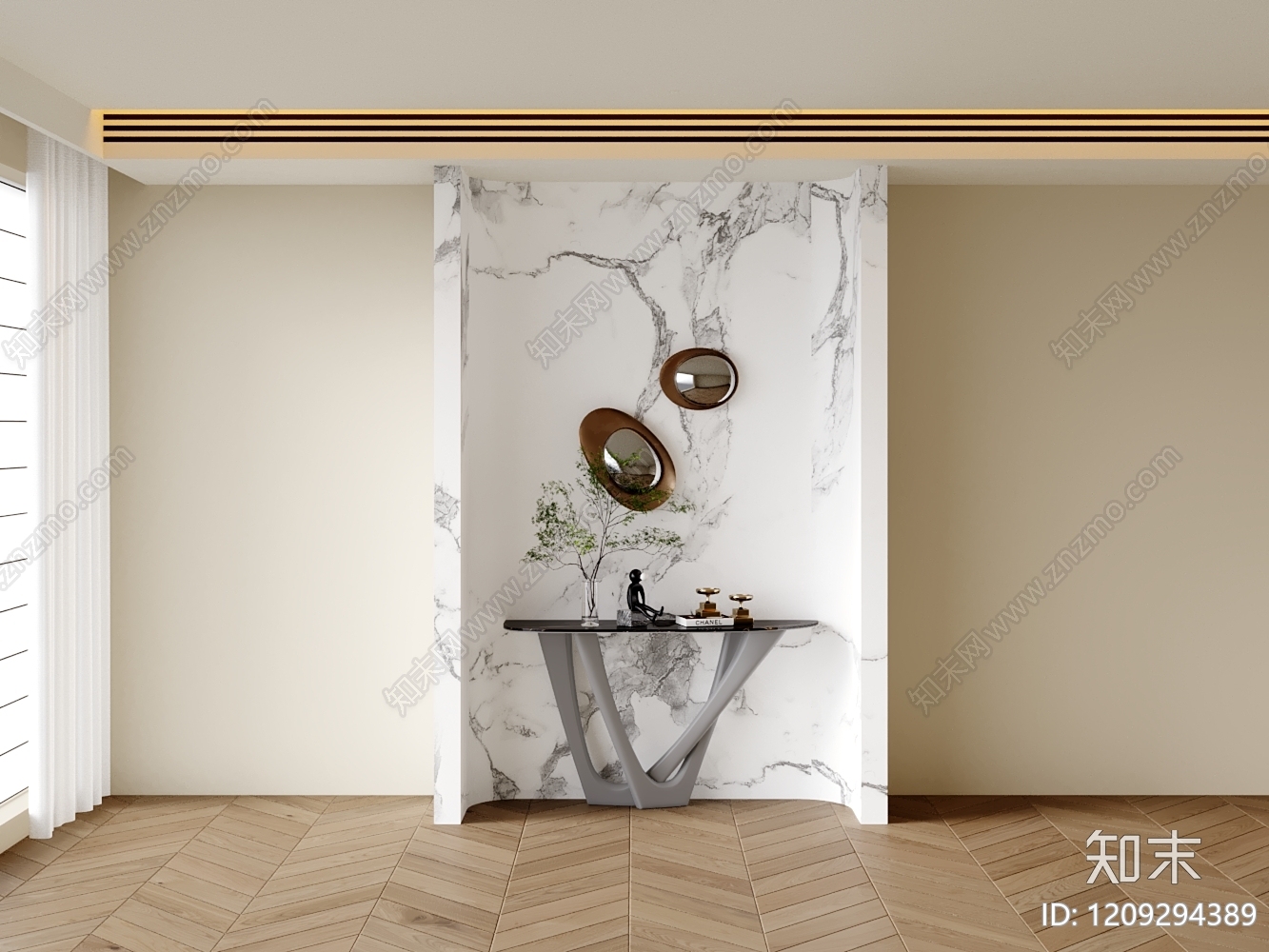 现代轻奢玄关3D模型下载【ID:1209294389】