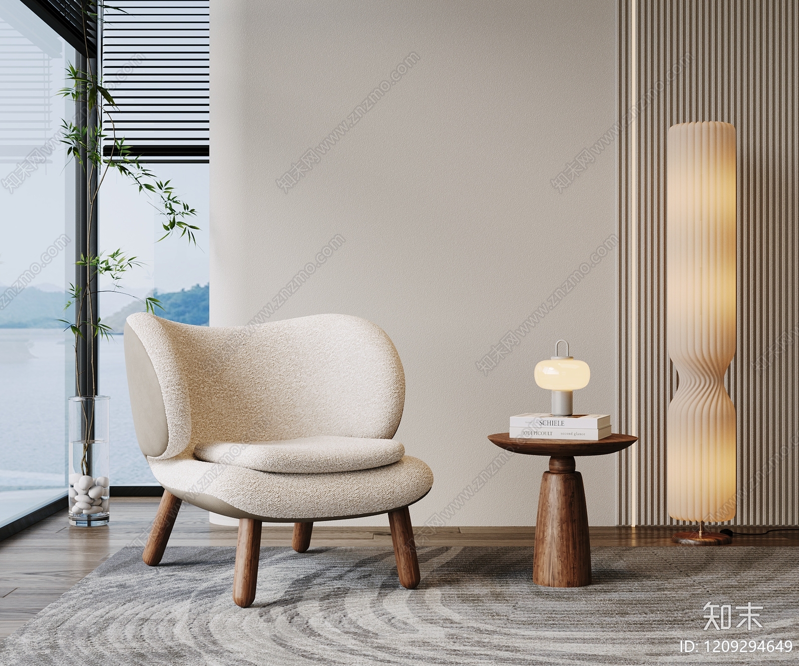 奶油风单人沙发3D模型下载【ID:1209294649】