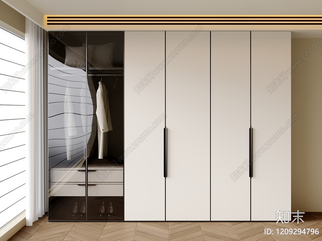 现代简约衣帽间3D模型下载【ID:1209294796】