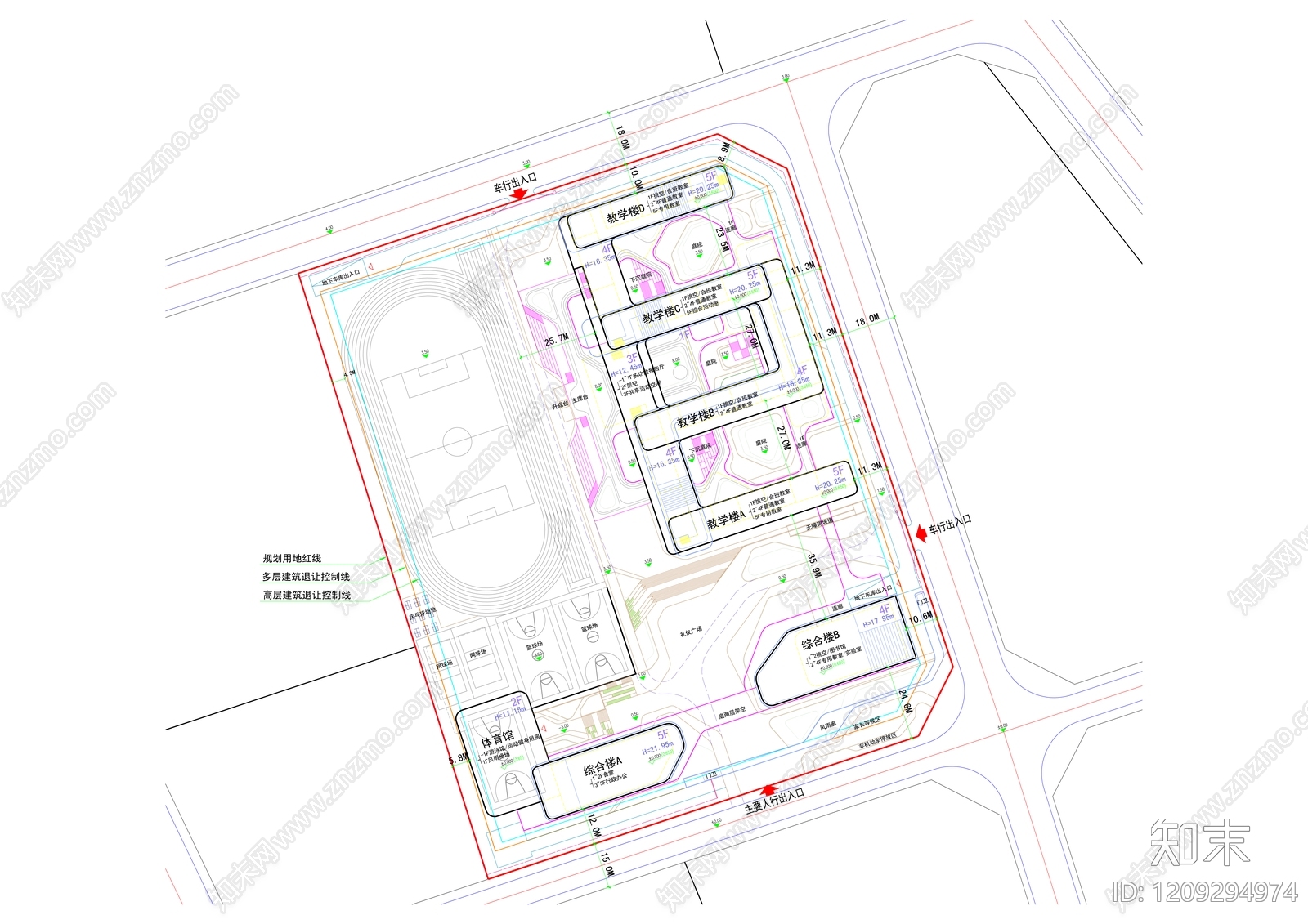 现代学校建筑cad施工图下载【ID:1209294974】