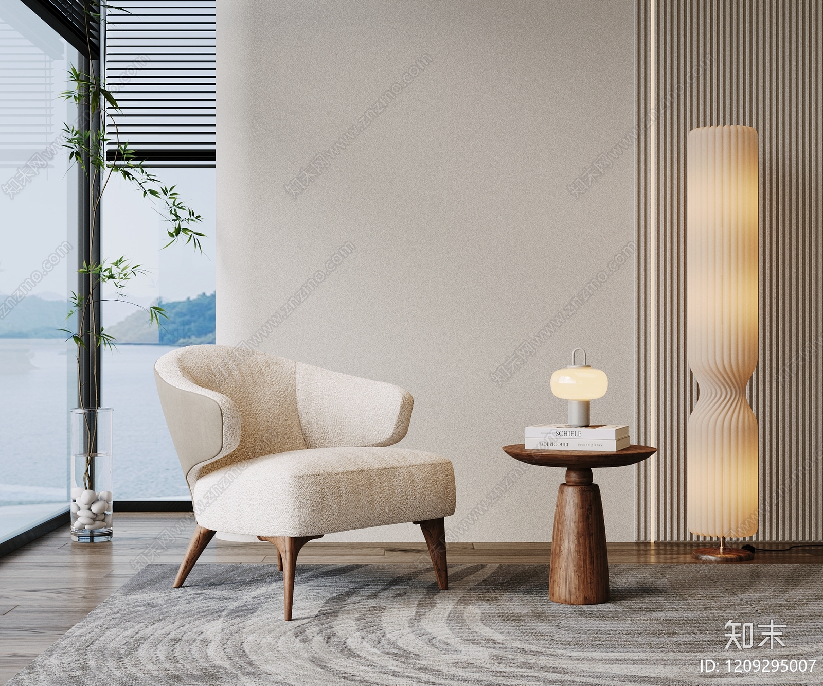 奶油风单人沙发3D模型下载【ID:1209295007】