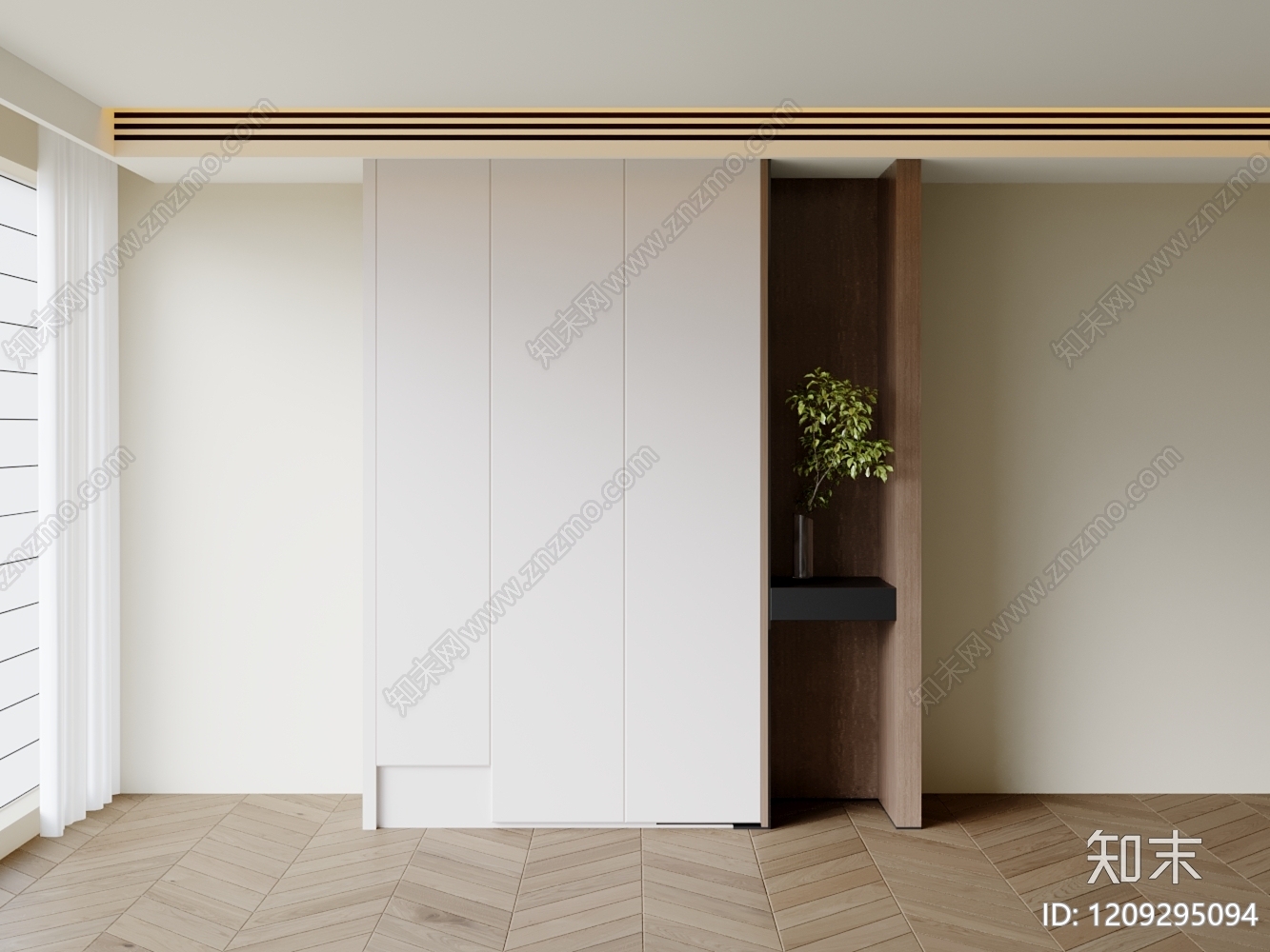 极简衣柜3D模型下载【ID:1209295094】