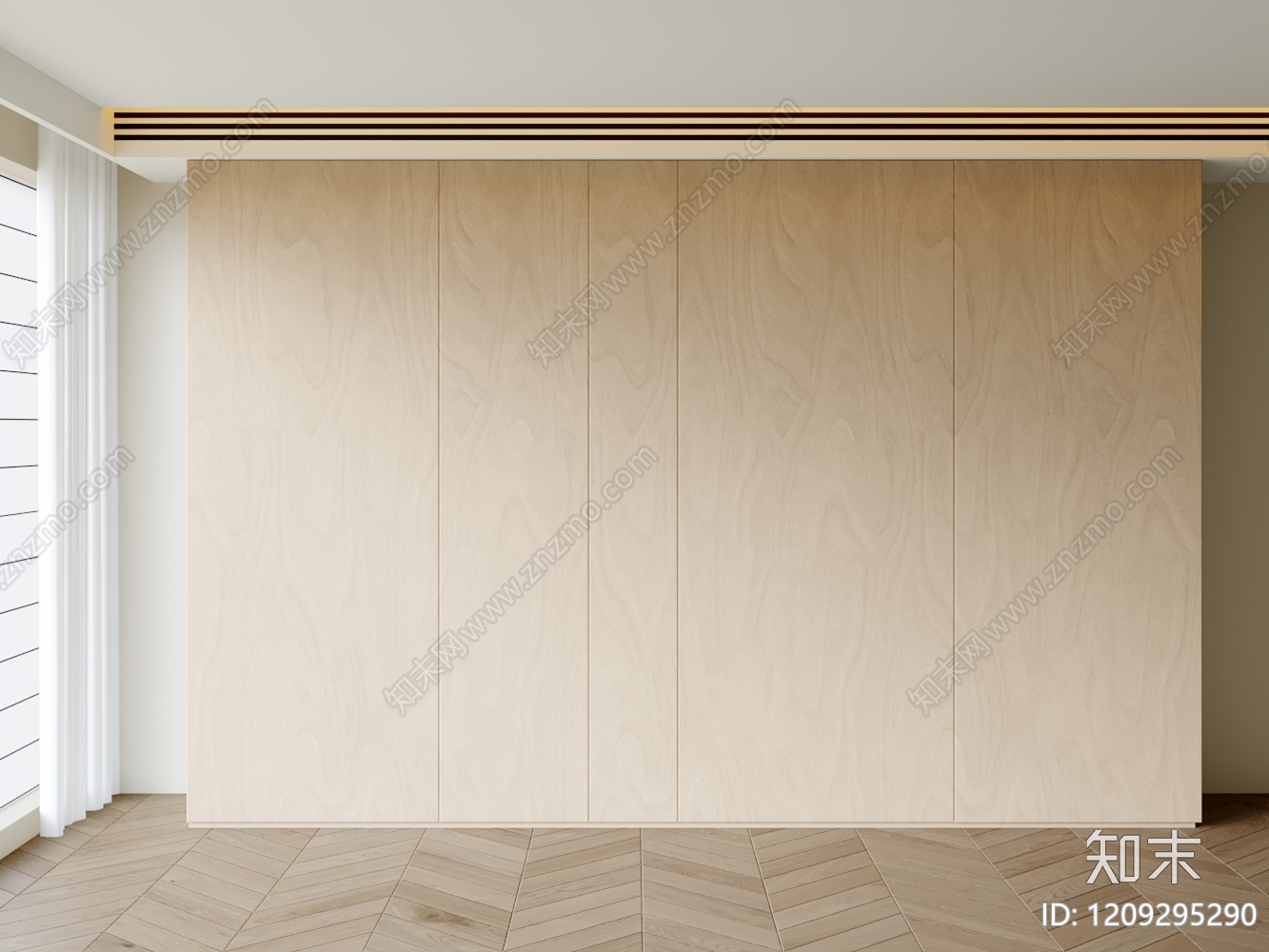 原木极简衣柜3D模型下载【ID:1209295290】