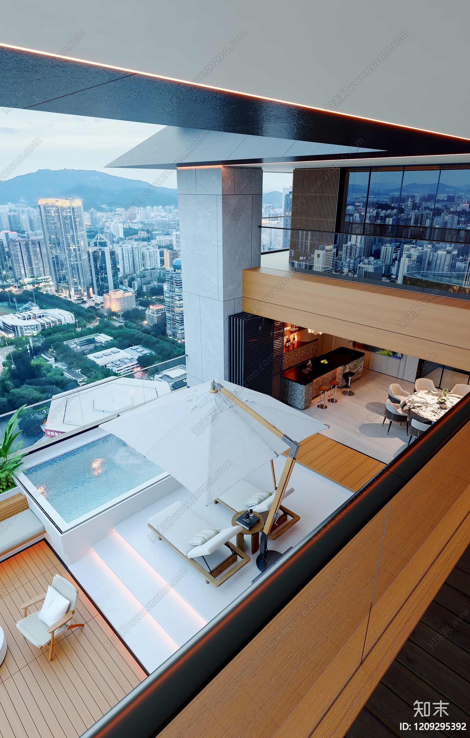 现代屋顶花园3D模型下载【ID:1209295392】