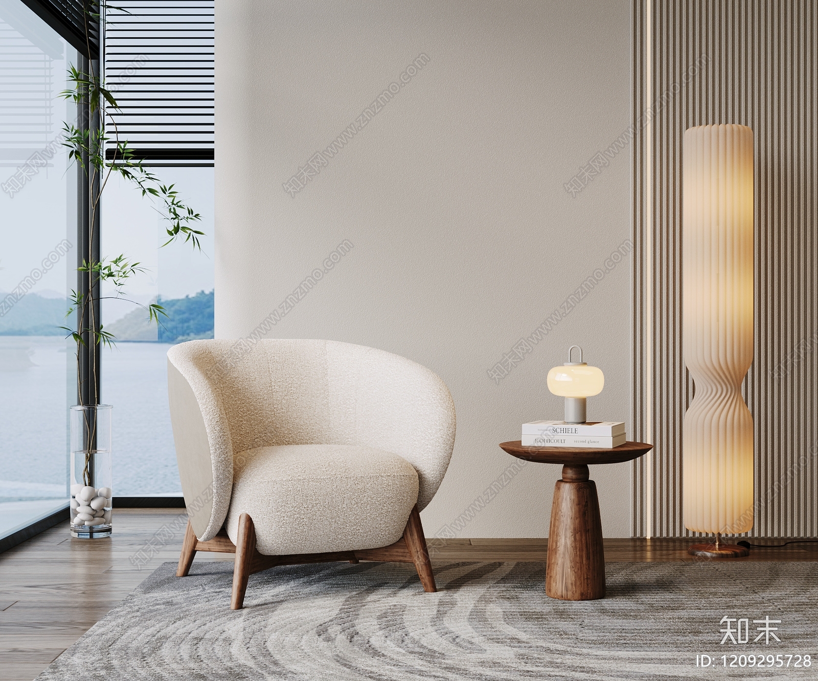 奶油风单人沙发3D模型下载【ID:1209295728】