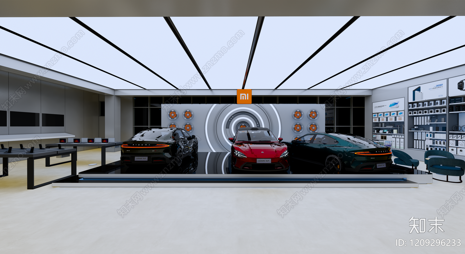 现代极简汽车展台SU模型下载【ID:1209296233】