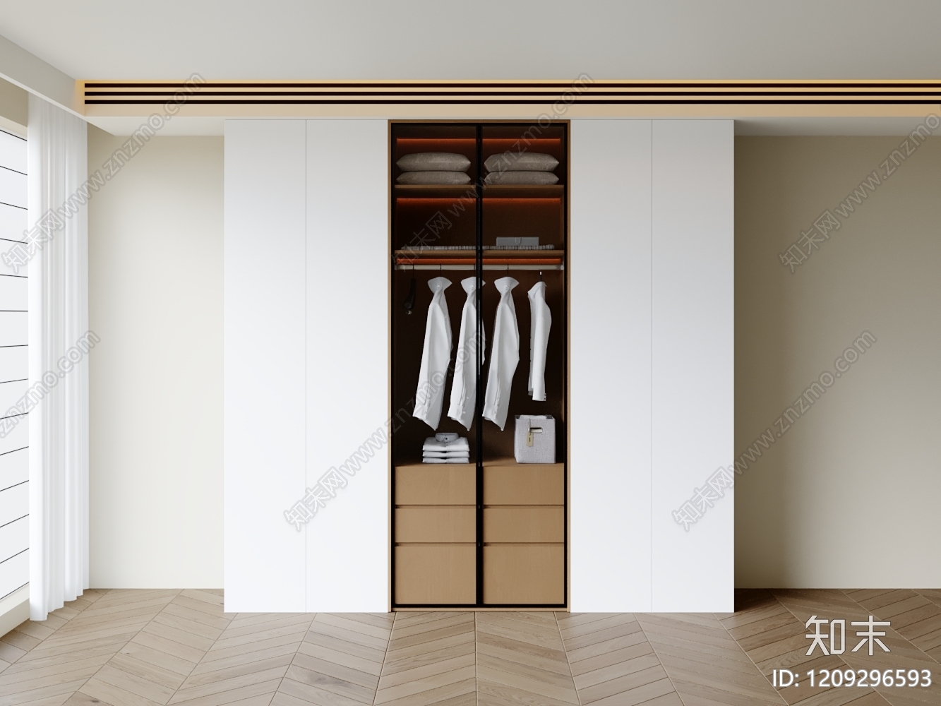 现代简约衣柜3D模型下载【ID:1209296593】