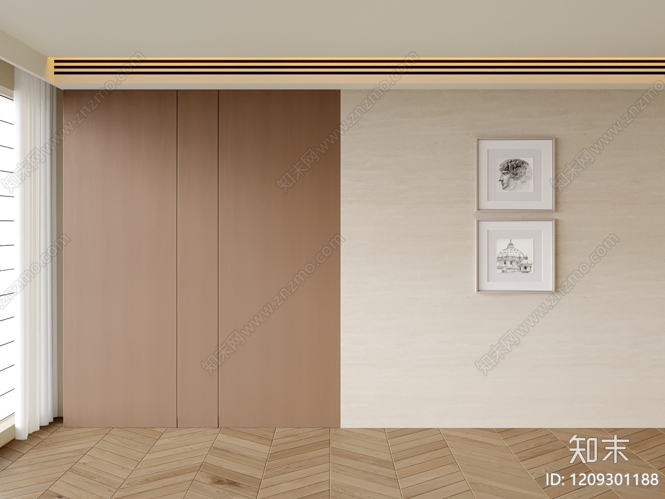 奶油风沙发背景墙3D模型下载【ID:1209301188】