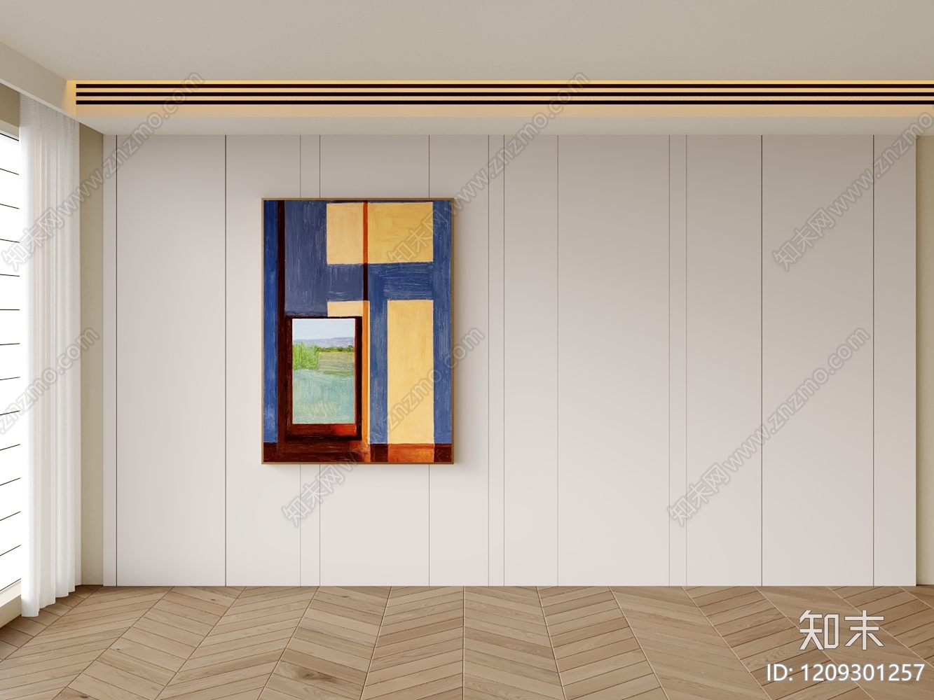 现代简约沙发背景墙3D模型下载【ID:1209301257】