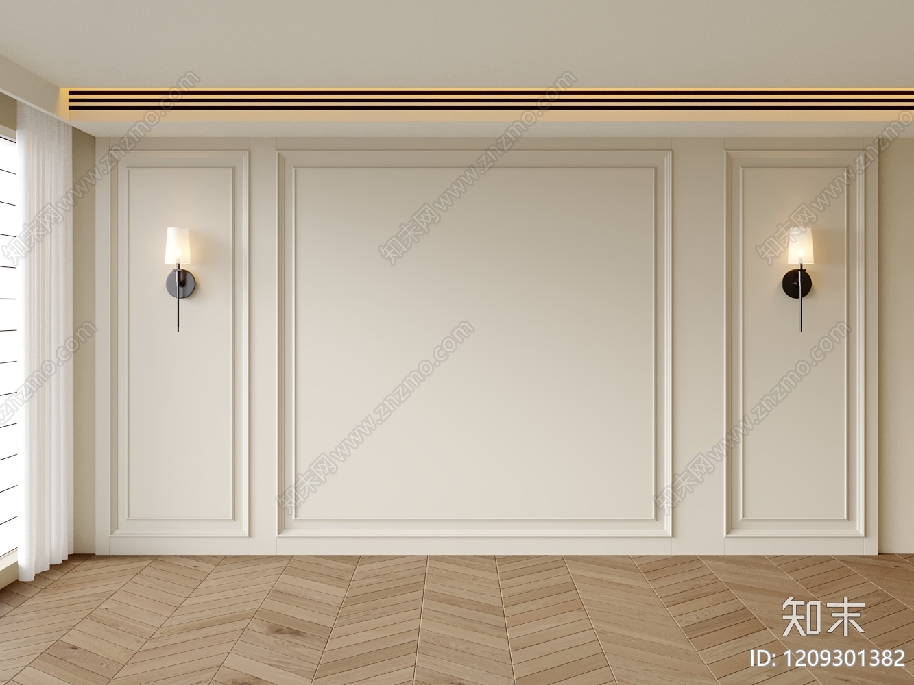 奶油风沙发背景墙3D模型下载【ID:1209301382】