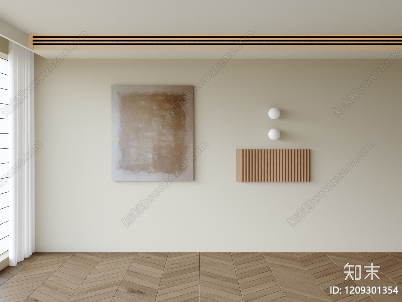 奶油风沙发背景墙3D模型下载【ID:1209301354】