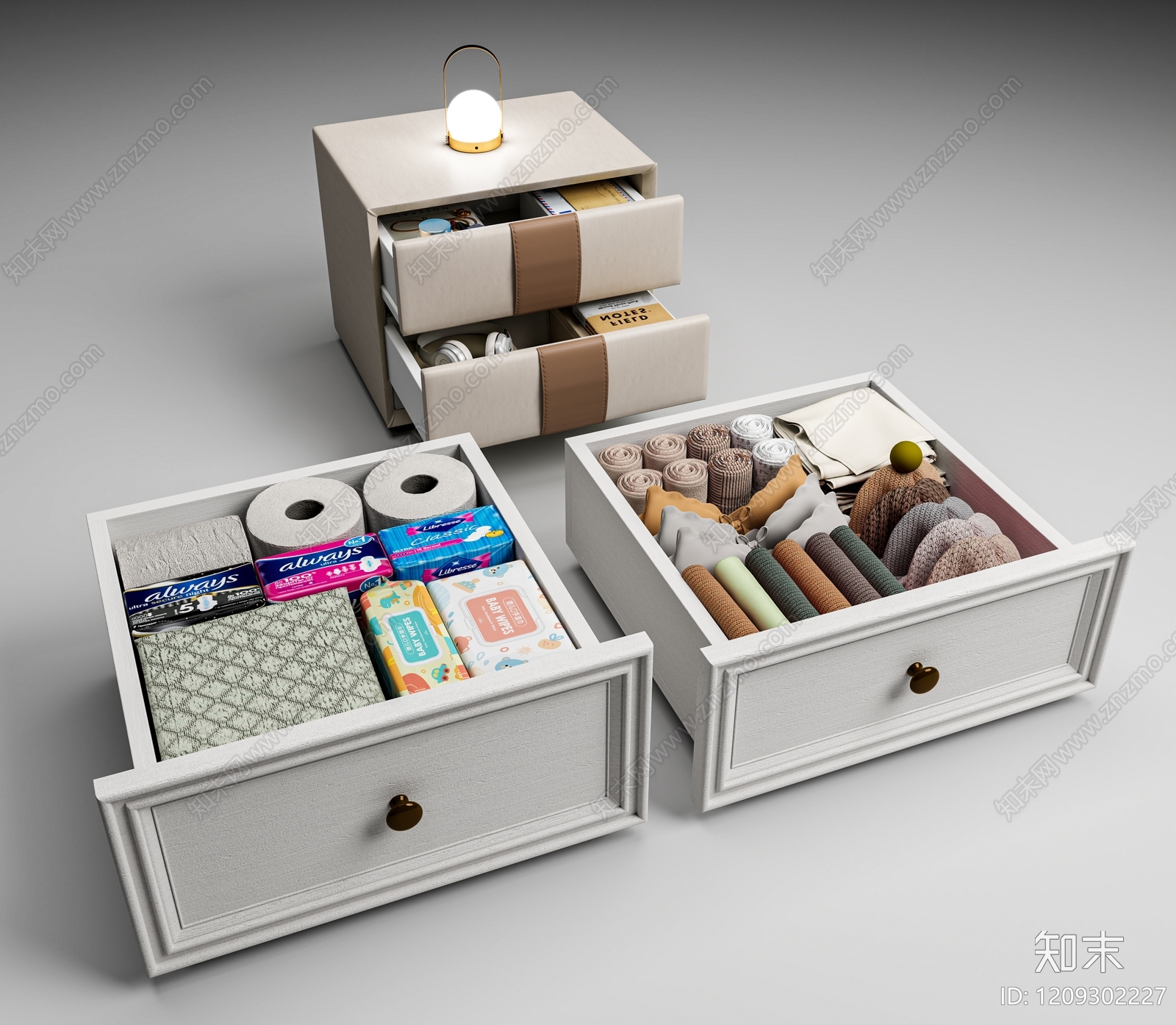 现代床头柜3D模型下载【ID:1209302227】