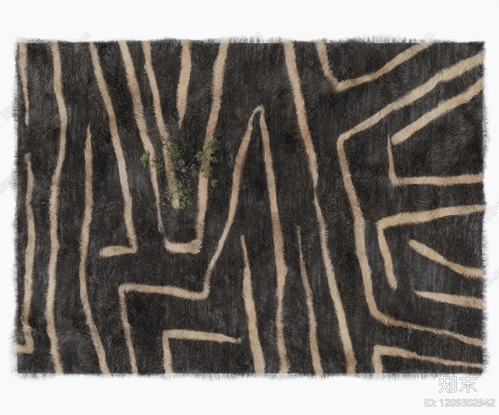 现代艺术风毛绒地毯3D模型下载【ID:1209302942】