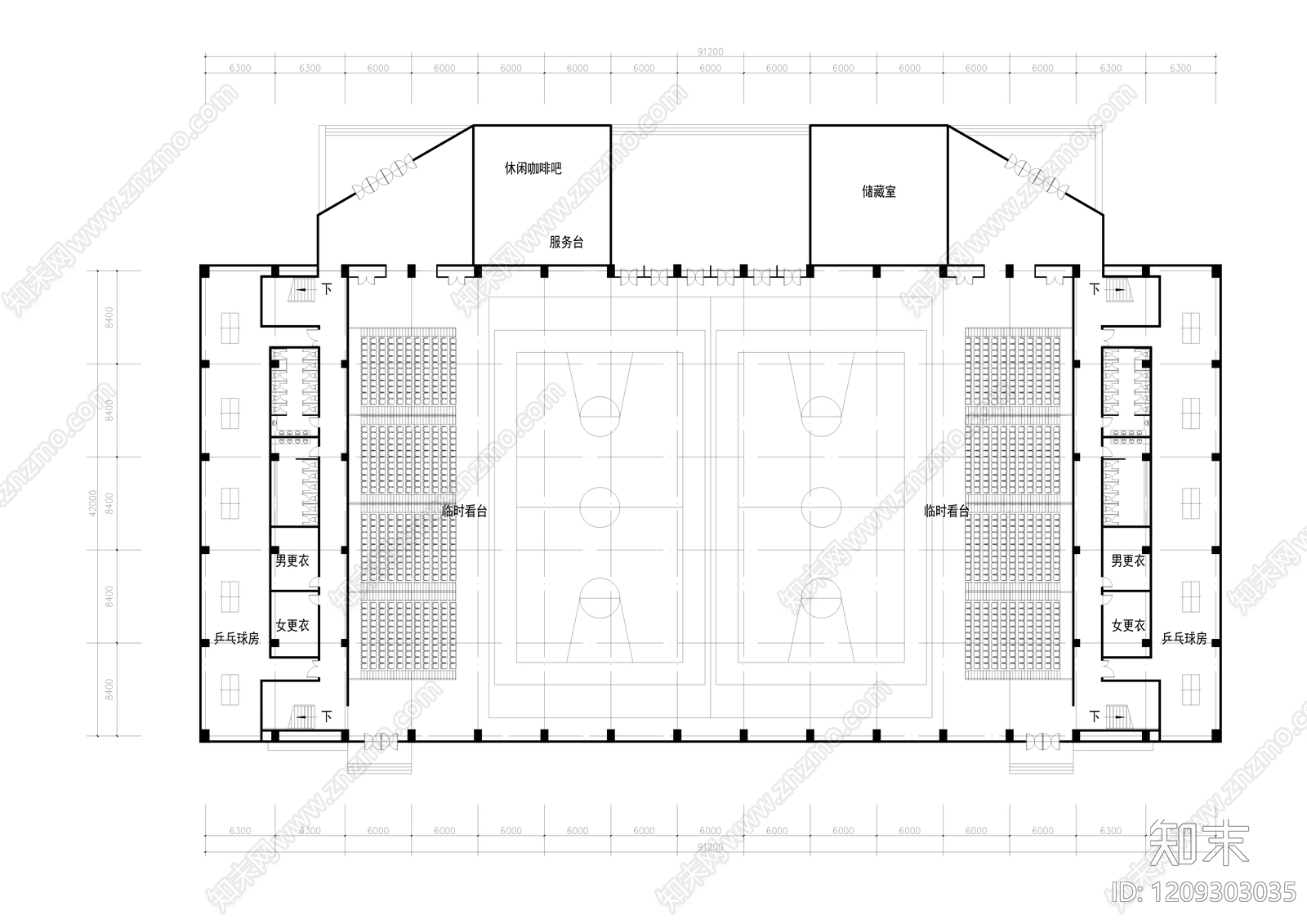 现代简约体育馆建筑施工图下载【ID:1209303035】