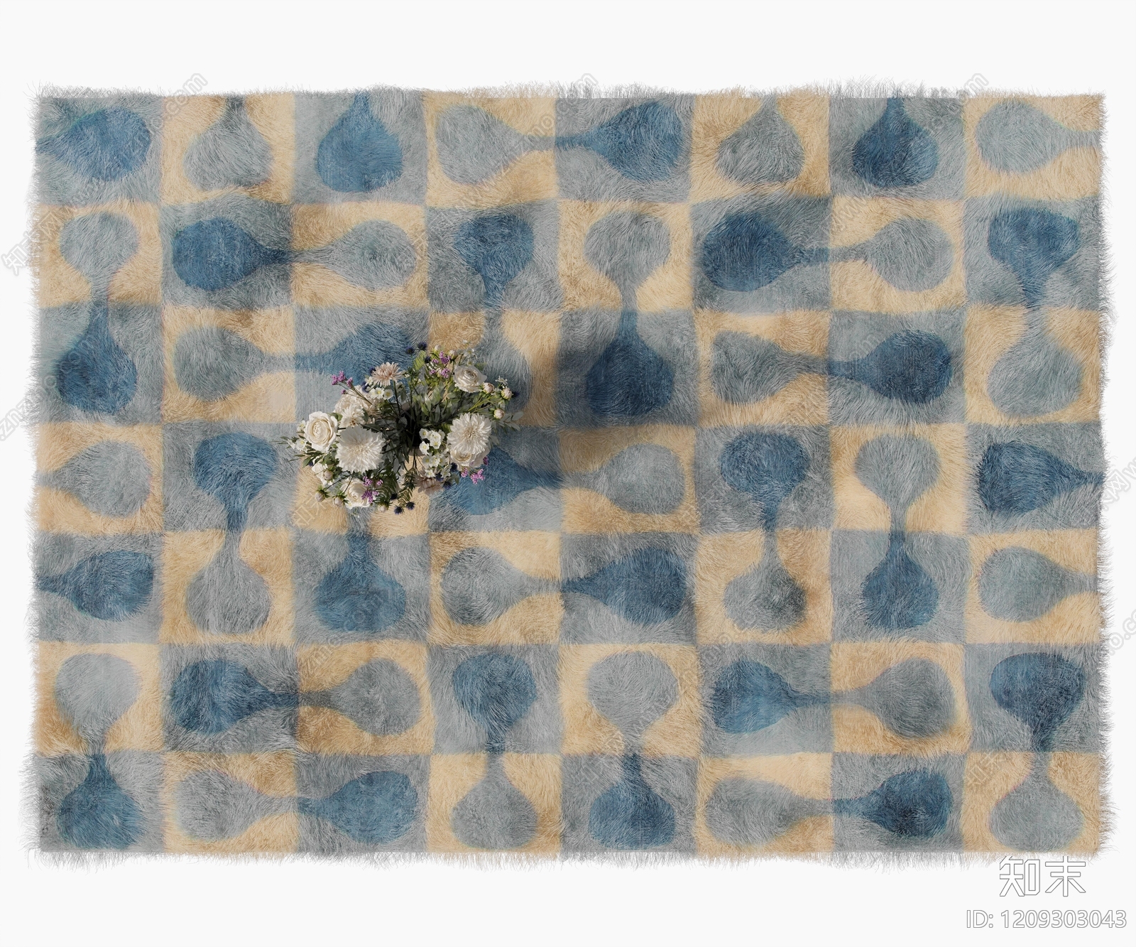 中古风毛绒地毯3D模型下载【ID:1209303043】