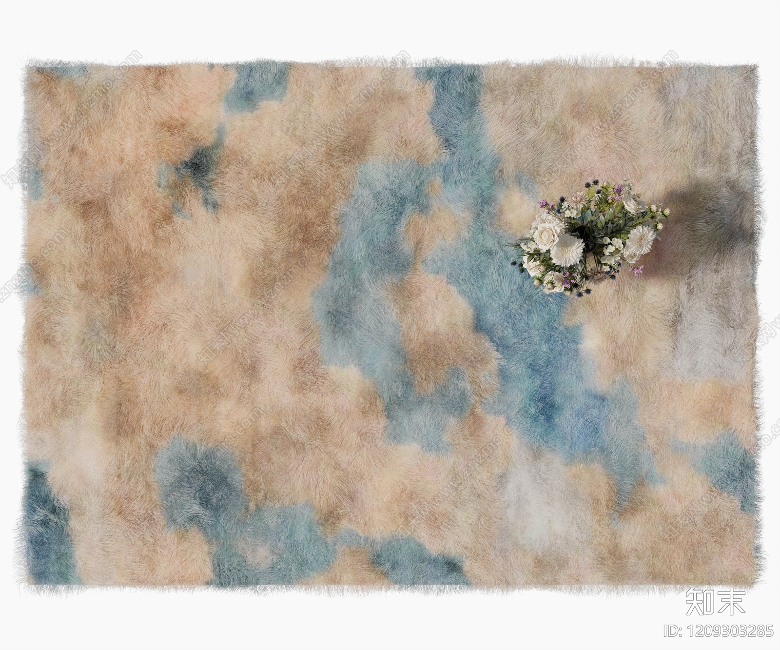 现代风毛绒地毯3D模型下载【ID:1209303285】