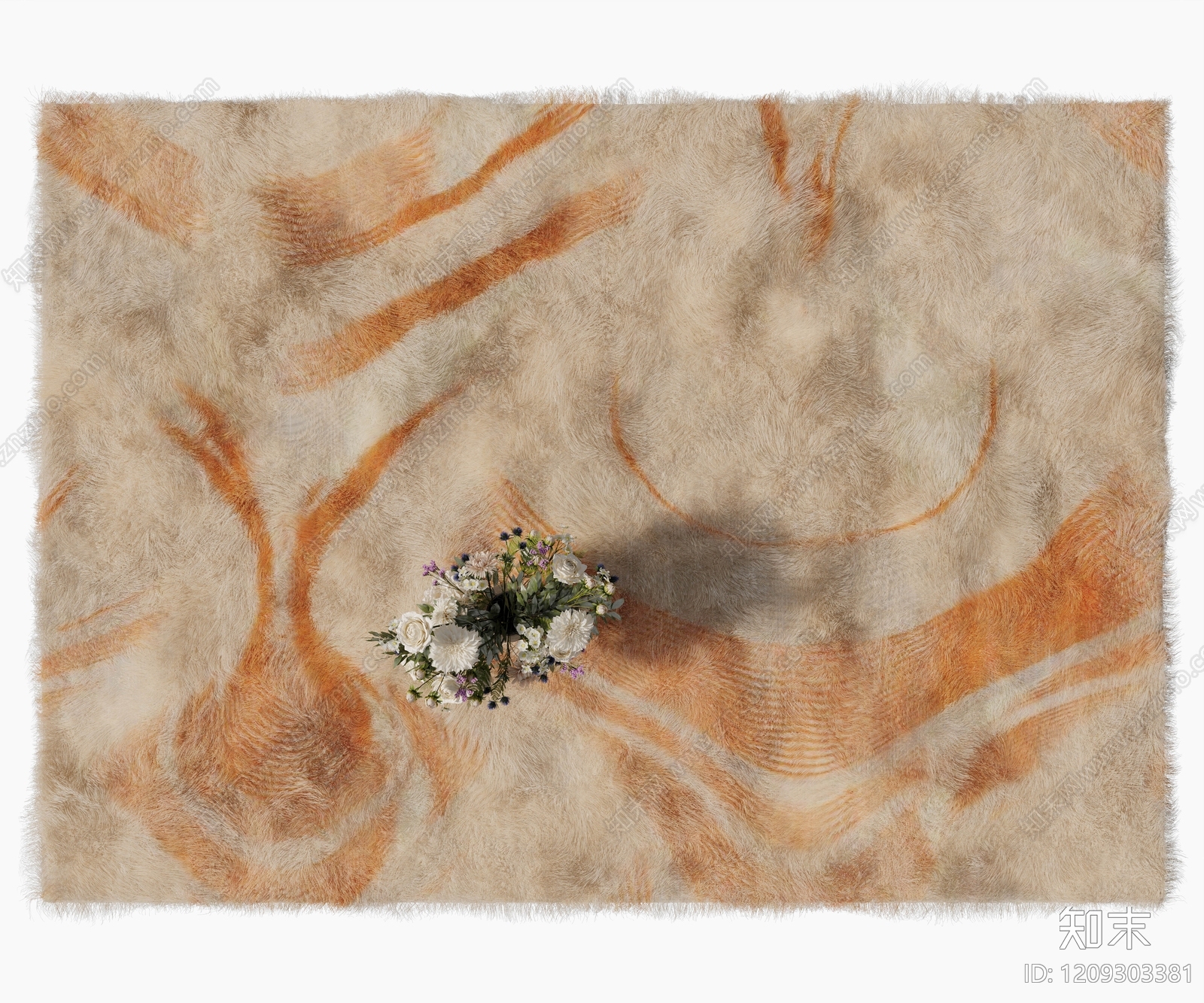 现代风毛绒地毯3D模型下载【ID:1209303381】