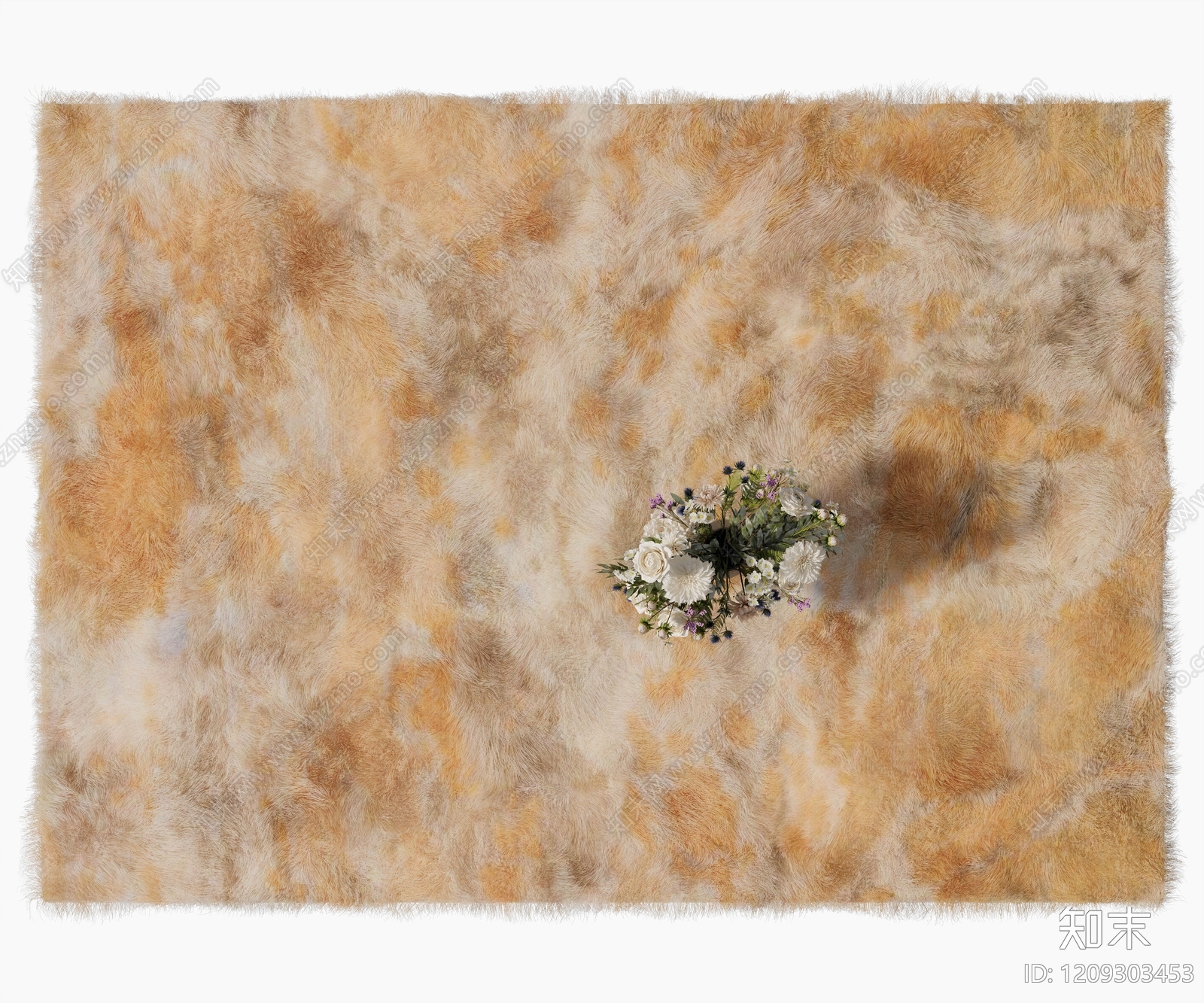 现代风毛绒地毯3D模型下载【ID:1209303453】