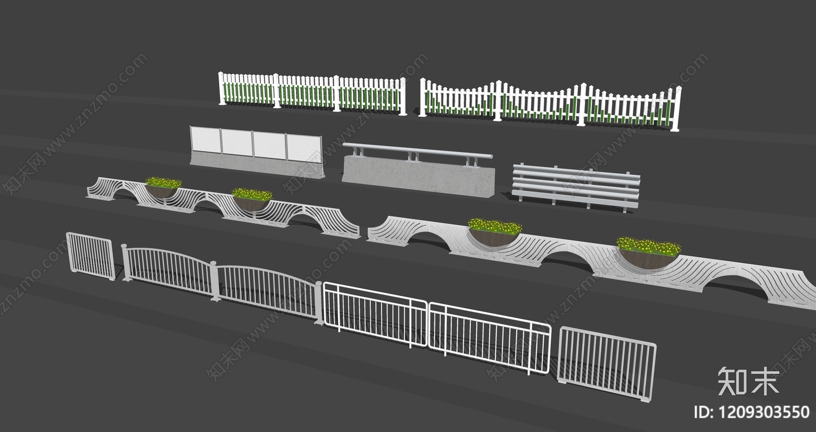 现代新中式栏杆扶手SU模型下载【ID:1209303550】
