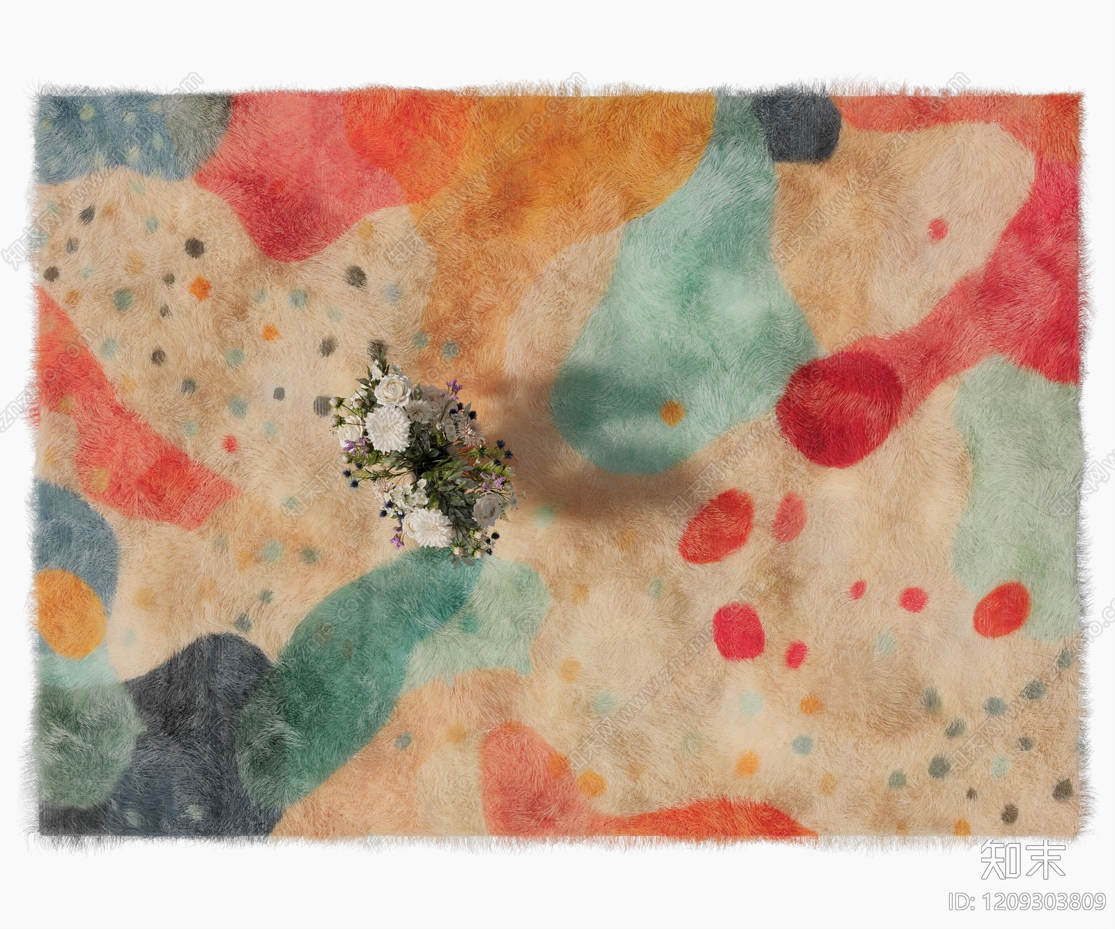 复古风毛绒地毯3D模型下载【ID:1209303809】