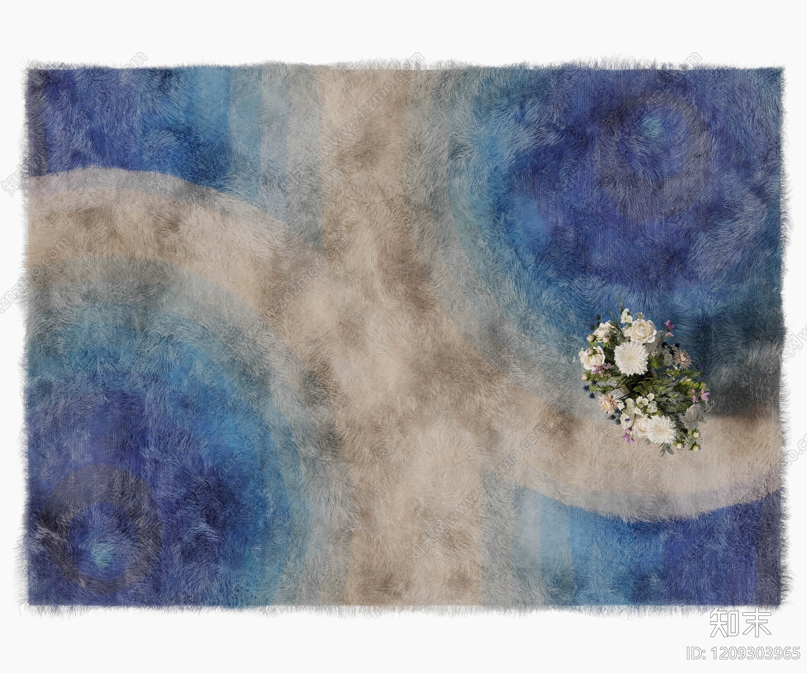 抽象艺术风毛绒地毯3D模型下载【ID:1209303965】
