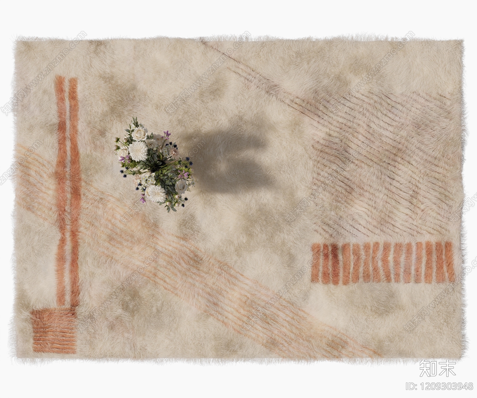 现代风毛绒地毯3D模型下载【ID:1209303948】