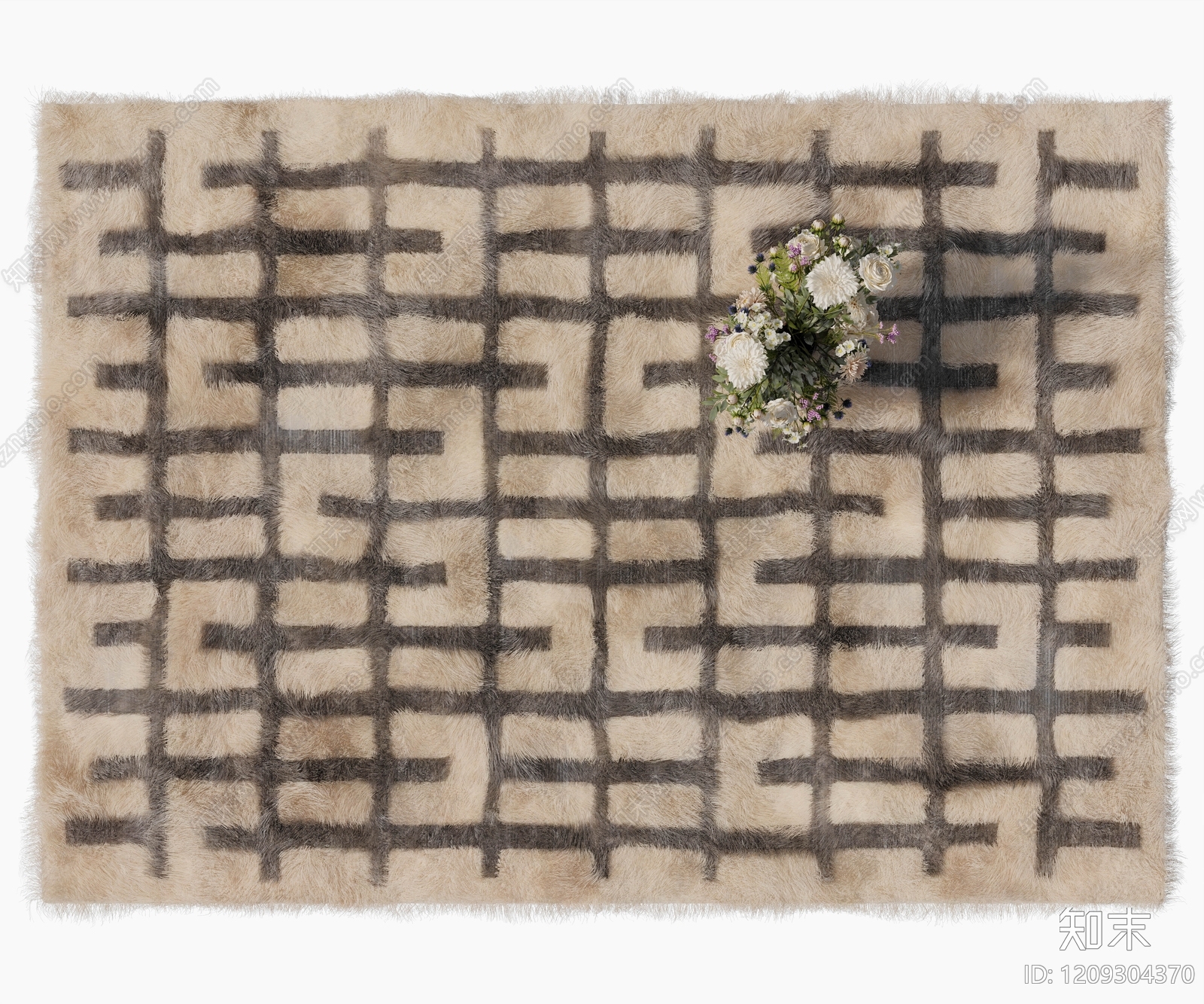 现代简约毛绒地毯3D模型下载【ID:1209304370】