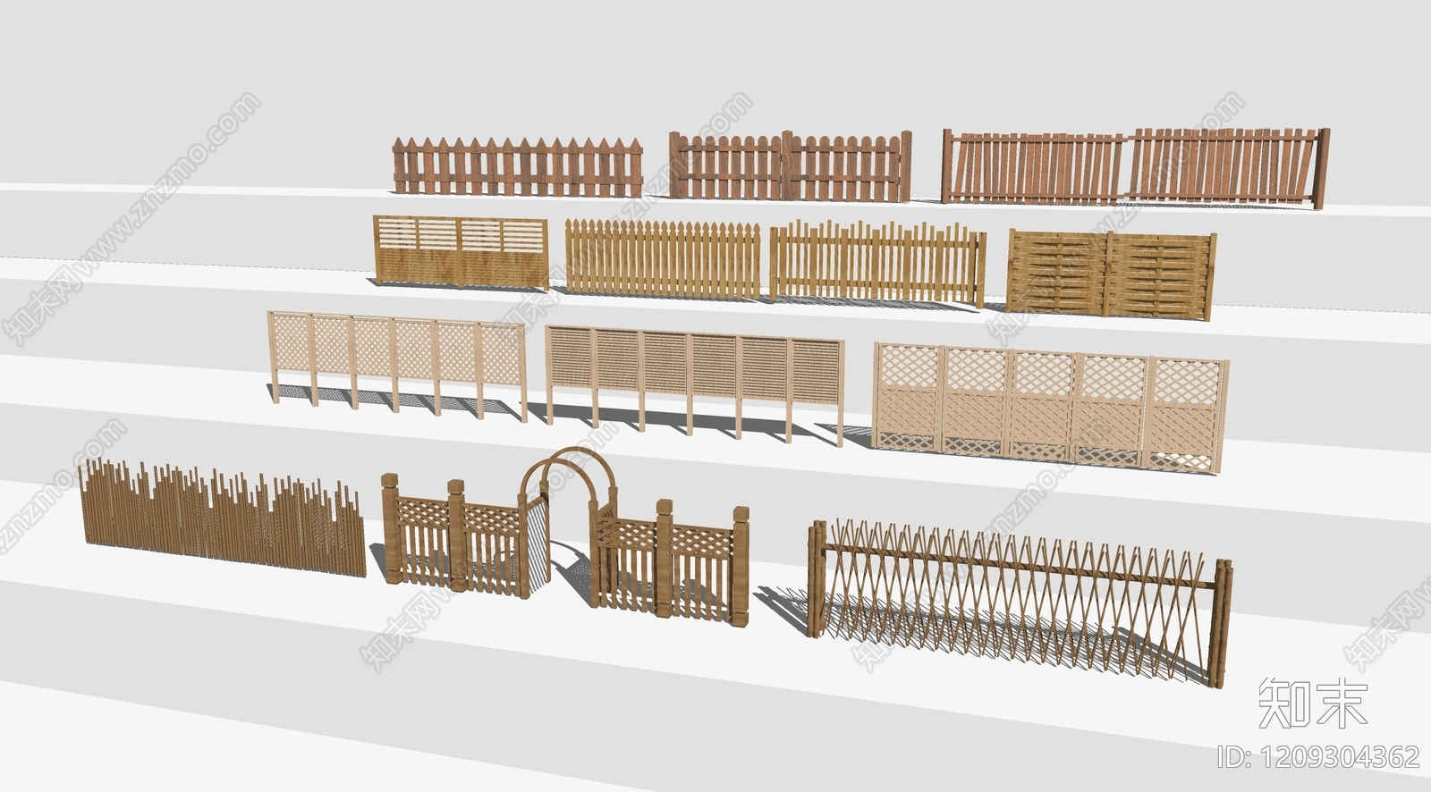 现代新中式栏杆扶手SU模型下载【ID:1209304362】