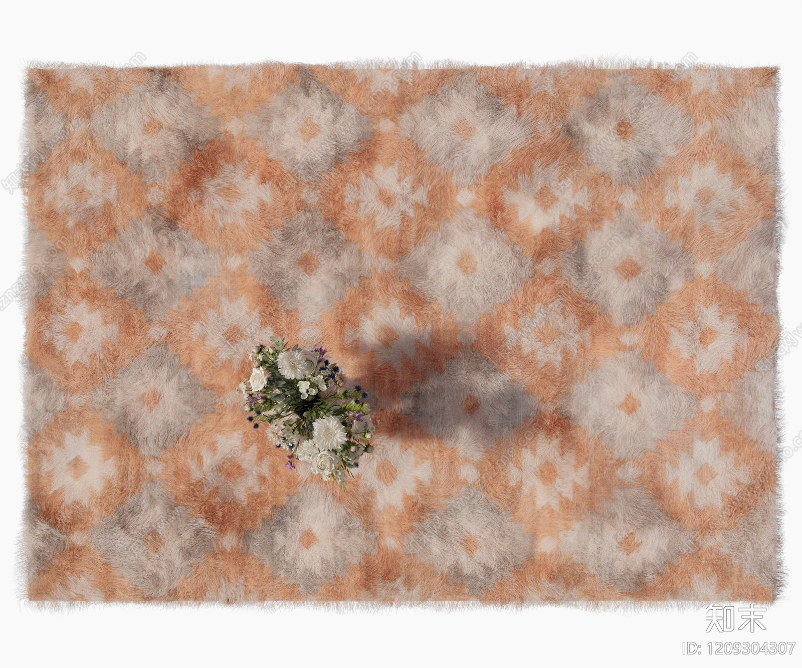 复古风毛绒地毯3D模型下载【ID:1209304307】