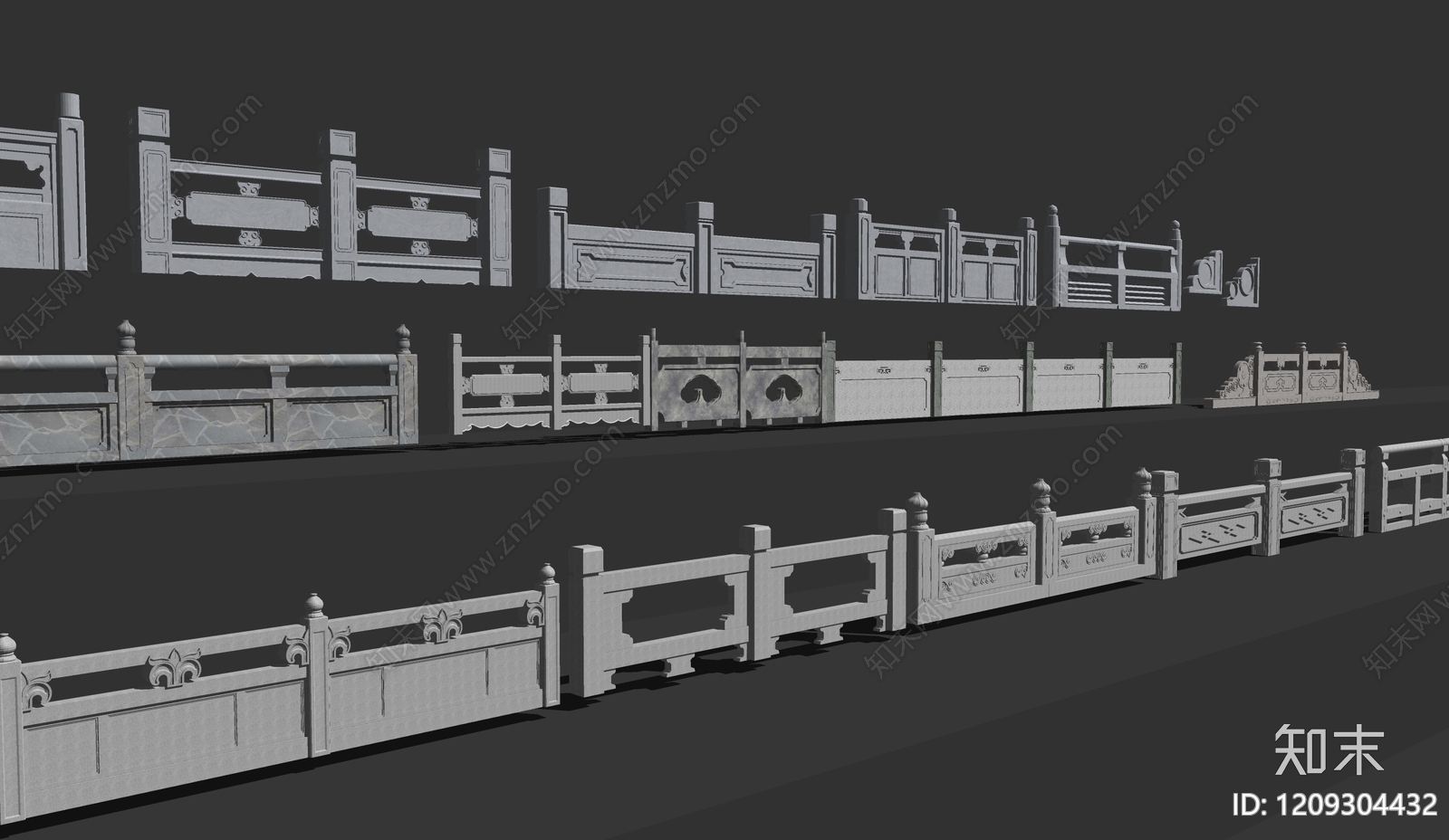 现代新中式栏杆扶手SU模型下载【ID:1209304432】